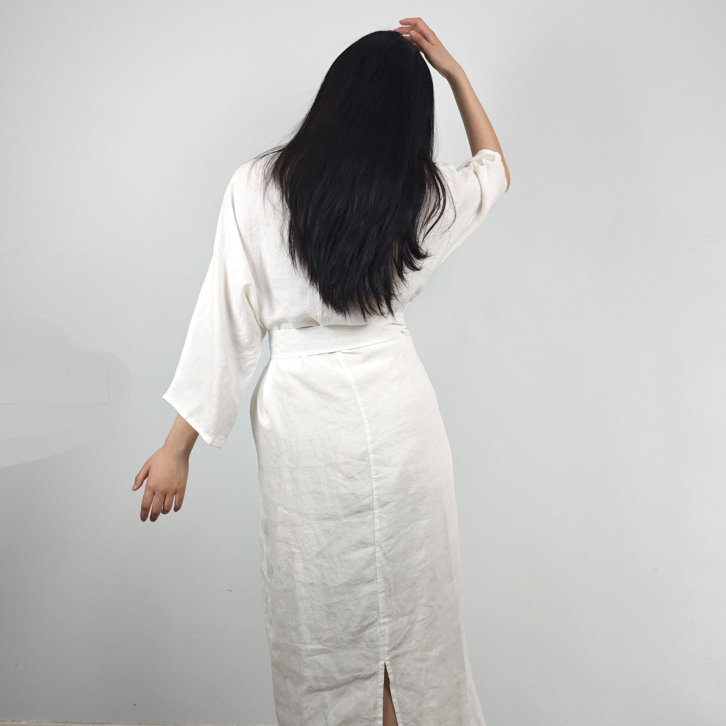 Linen dress long sleeves linen dress maxi linen dress with belt toggles belt flexible belt washed linen dress for women