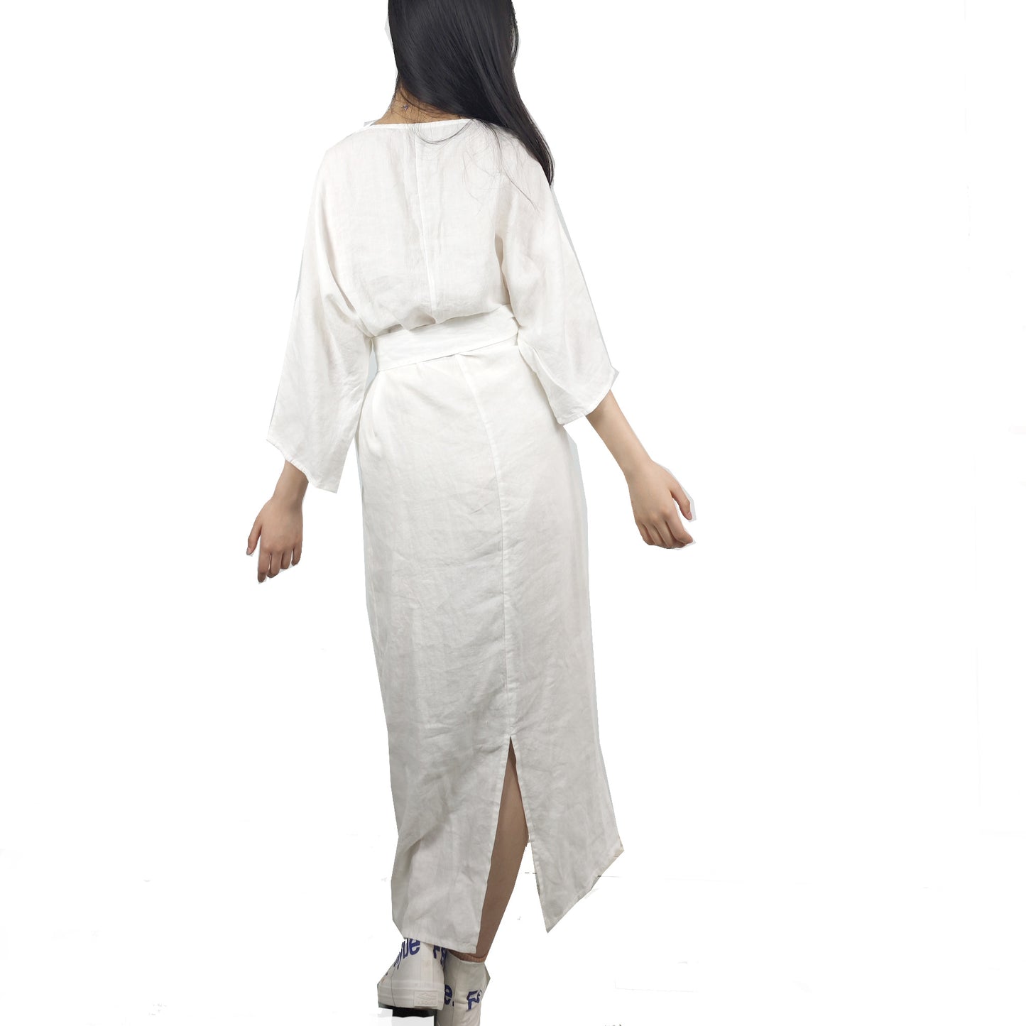 Linen dress long sleeves linen dress maxi linen dress with belt toggles belt flexible belt washed linen dress for women