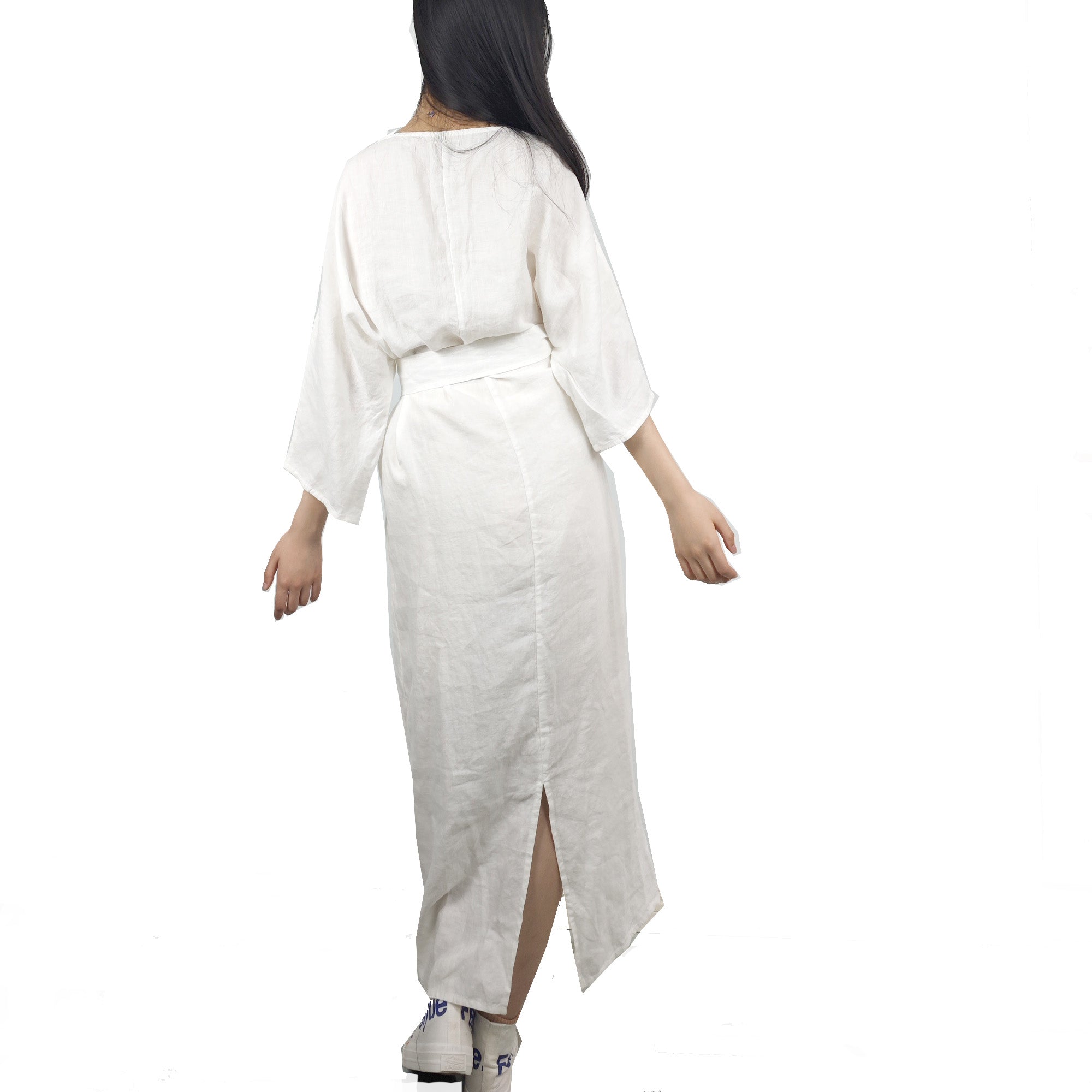 Linen dress long sleeves linen dress maxi linen dress with belt toggles belt flexible belt washed linen dress for women