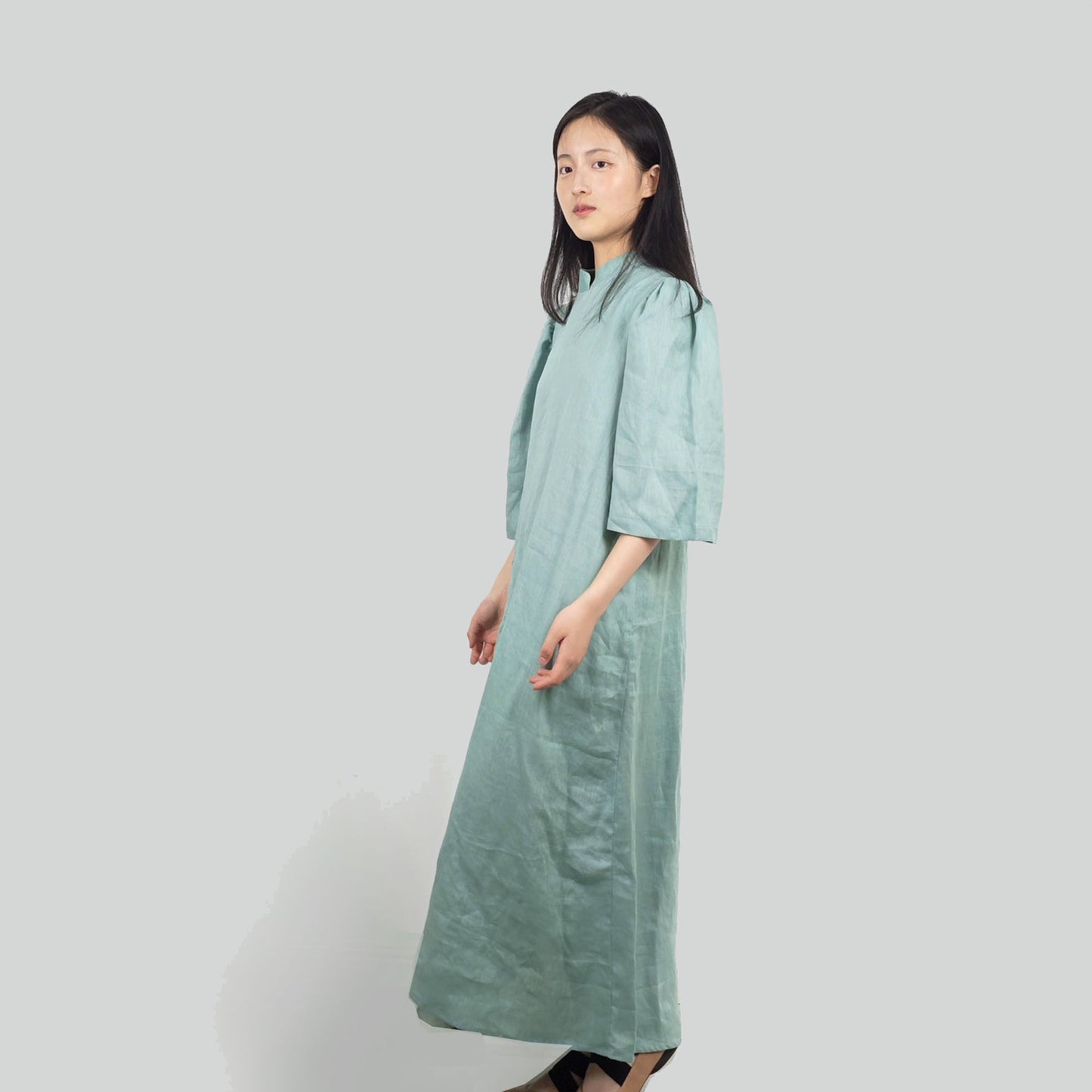 Mint Green Linen dress Chinese style dress Linen dress women's linen dress loose fit Qipao dress modified Qipao dress Mint Green dress