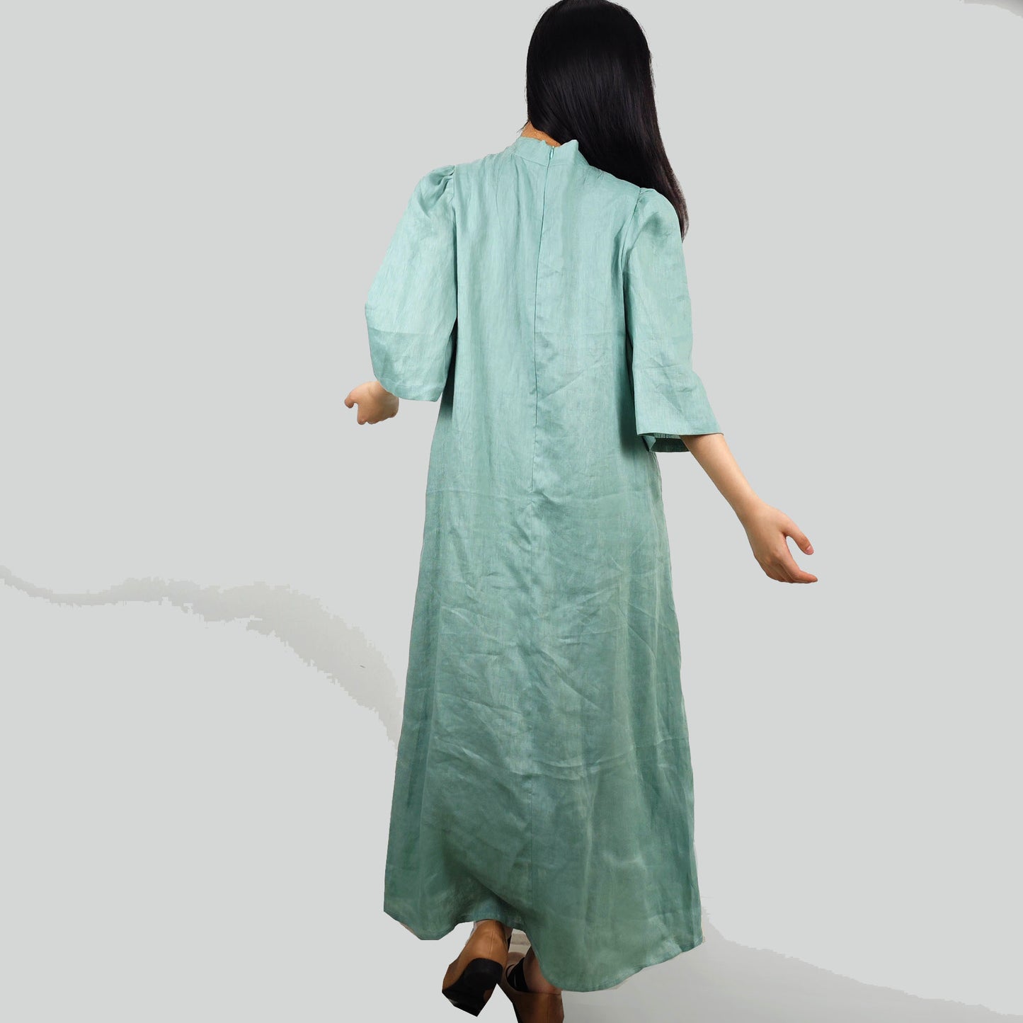 Mint Green Linen dress Chinese style dress Linen dress women's linen dress loose fit Qipao dress modified Qipao dress Mint Green dress