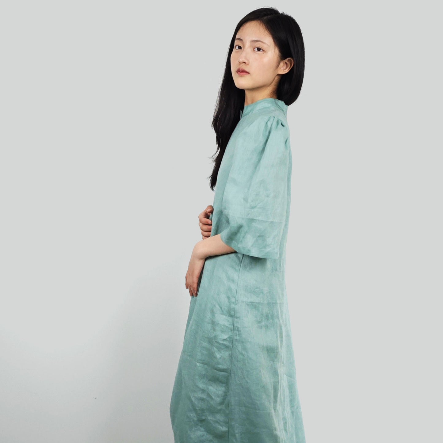 Mint Green Linen dress Chinese style dress Linen dress women's linen dress loose fit Qipao dress modified Qipao dress Mint Green dress