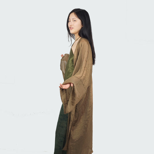 Large sleeve Hanfu top pickle color hanfu open cardigan top layer of hanfu set soft rayon hanfu top