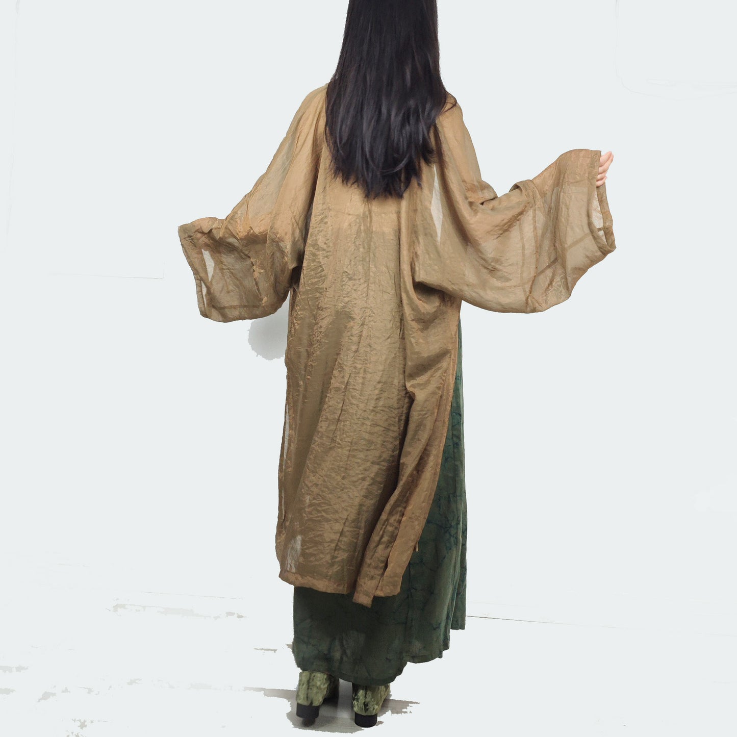 Large sleeve Hanfu top pickle color hanfu open cardigan top layer of hanfu set soft rayon hanfu top