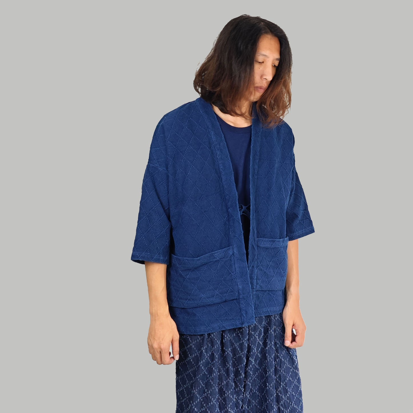 Indigo Blue Kimono Natural Plant Dye Indigo Sashiko cotton Jacket Noragi Jacket Japanese Jacket Hanten  Coat Custom Made Kimono Top Indigo