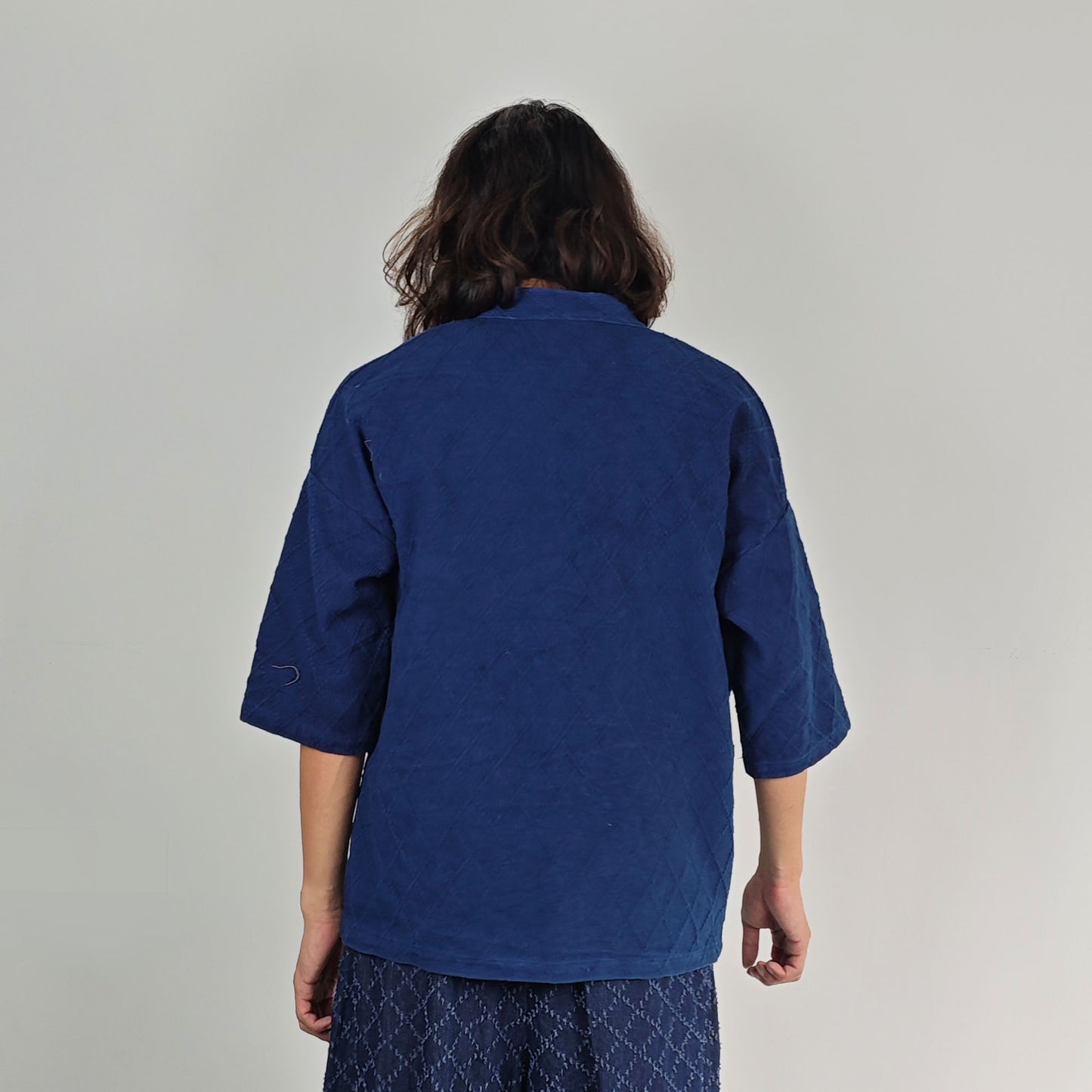 Natural Indigo Dyeing kimono jacket half sleeves sashiko cotton kimono jacket unisex kimono jacket