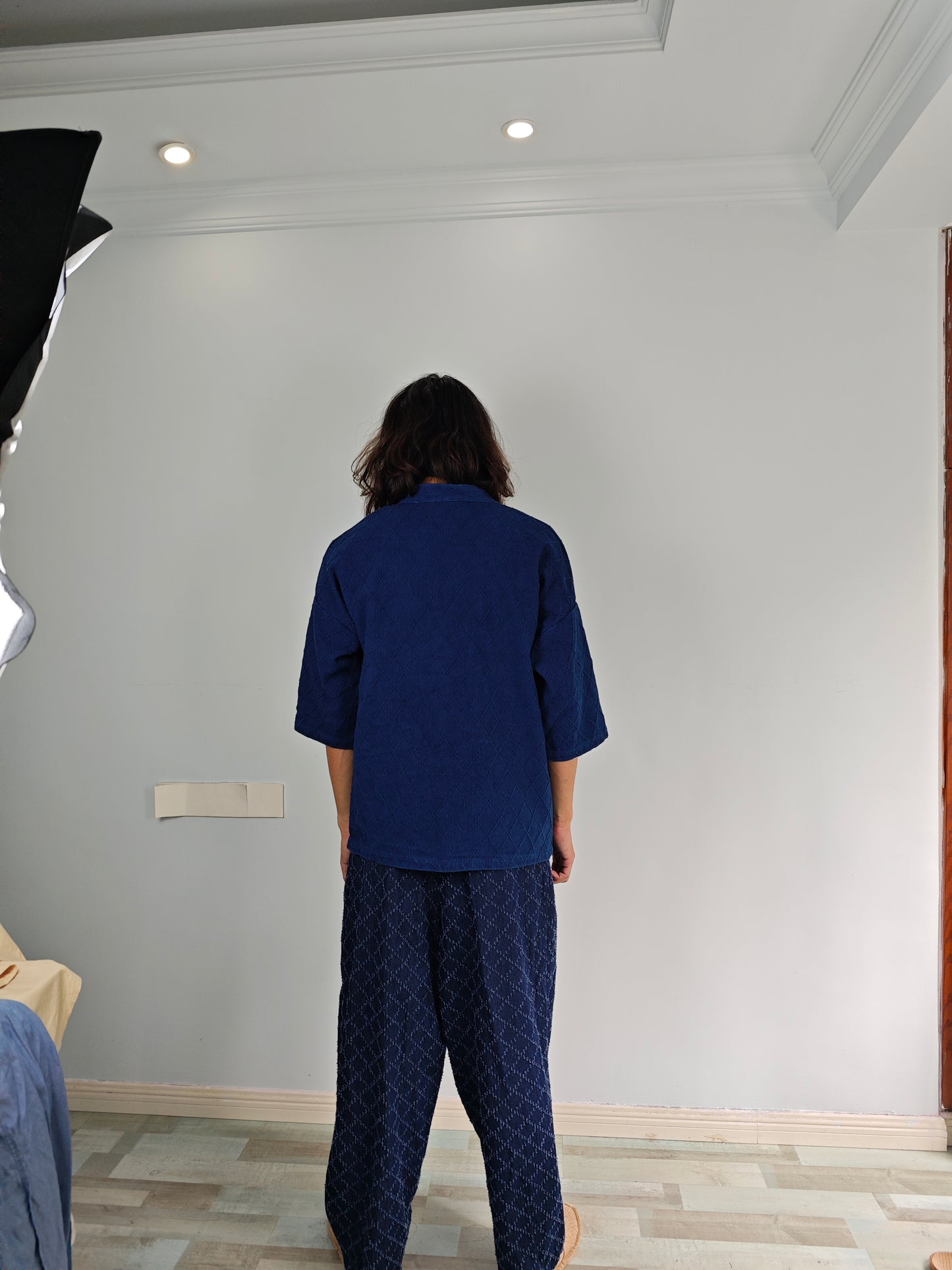 Natural Indigo Dyeing kimono jacket half sleeves sashiko cotton kimono jacket unisex kimono jacket