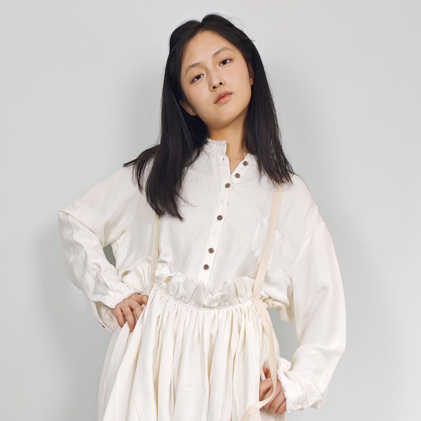 Linen long sleeves shirt with rough edges white linen shirt soft linen button blouse white shirt retro shirt