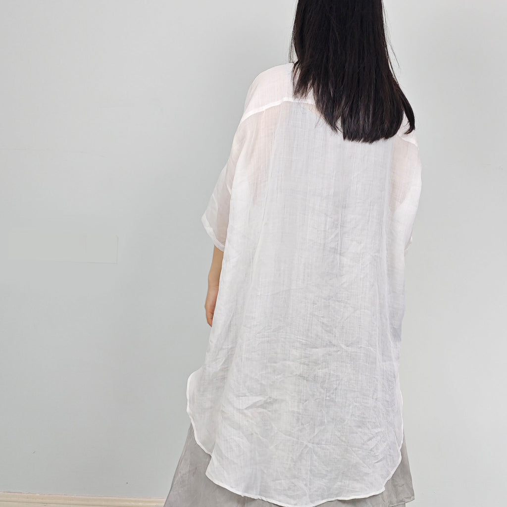 Ramie shirtdress Hanfu Shirt Hanfu Long Shirtdress Chinese Hanfu Top Modified Hanfu Ramie Dress Shirt Neza Studio Custom Made Linen Dress wrap dress