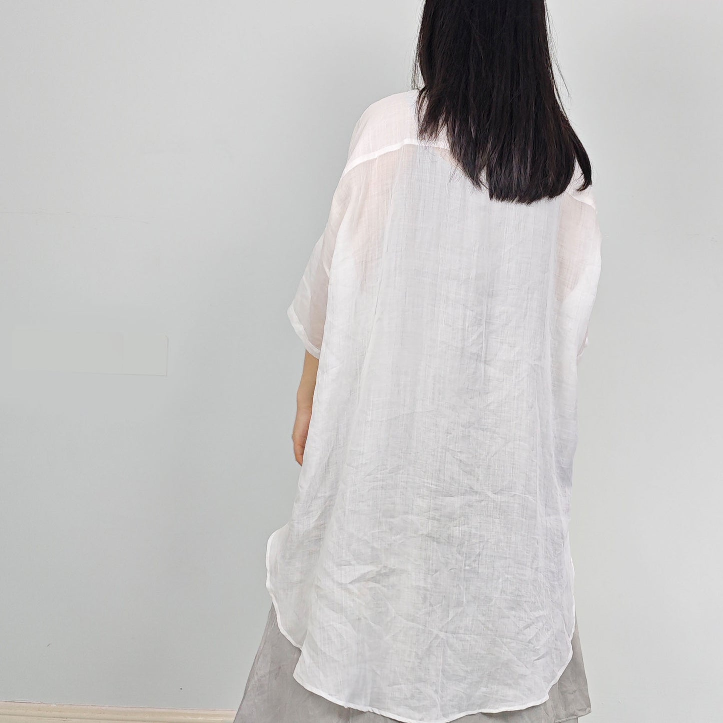 Ramie shirtdress Hanfu Shirt Hanfu Long Shirtdress Chinese Hanfu Top Modified Hanfu Ramie Dress Shirt Neza Studio Custom Made Linen Dress wrap dress