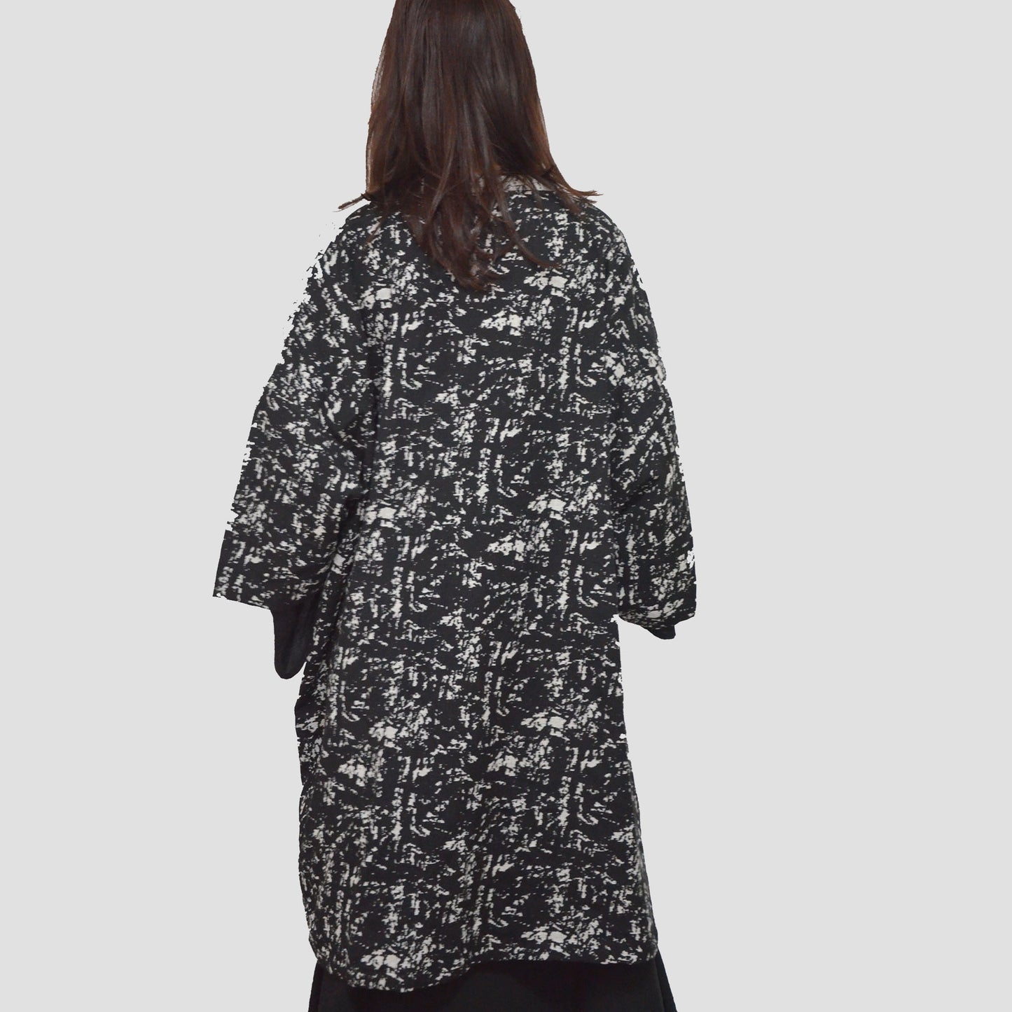 Loose fit Kimono cotton wool mixed abstract fabric color block kimono