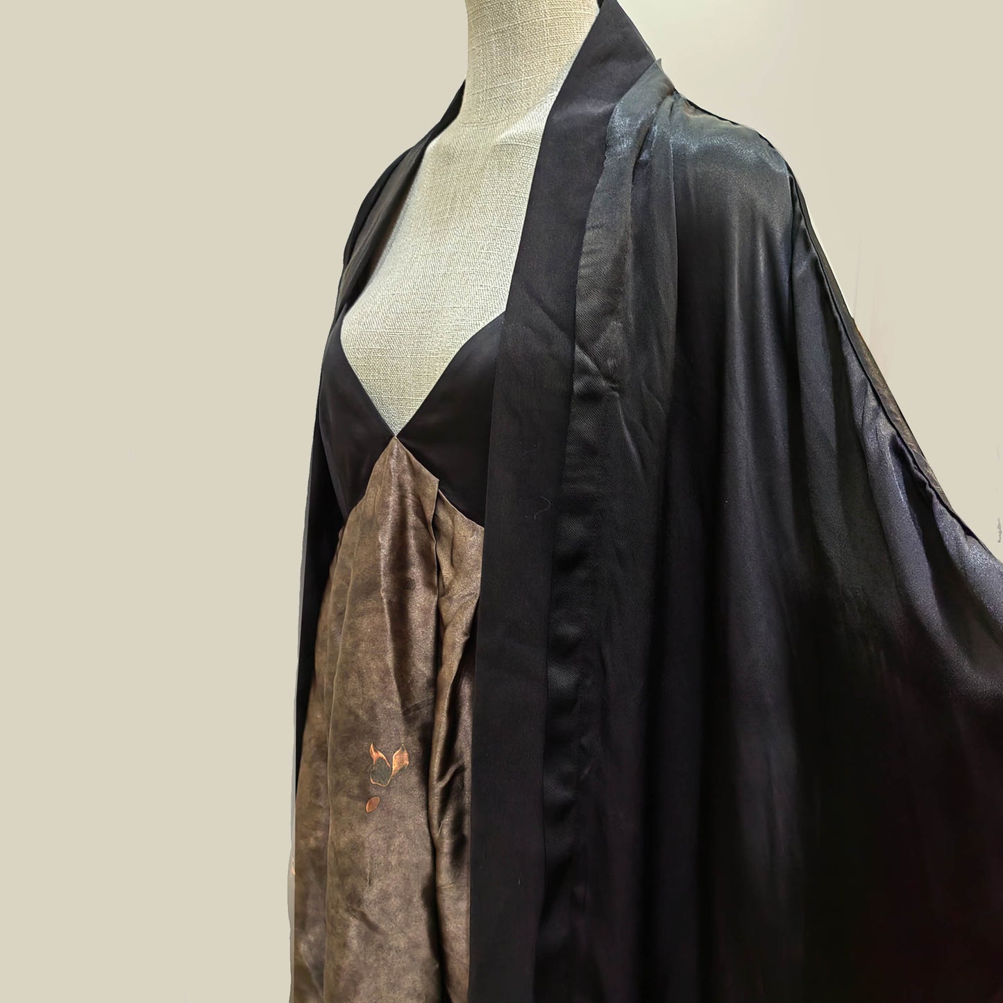 Silk Kimono Style open cardigan loose fit kimono jacket black satin silk blouse
