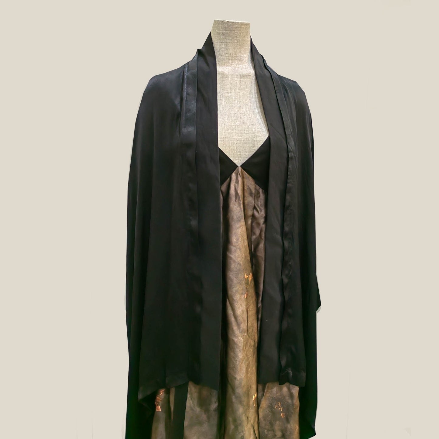 Silk Kimono Style open cardigan loose fit kimono jacket black satin silk blouse