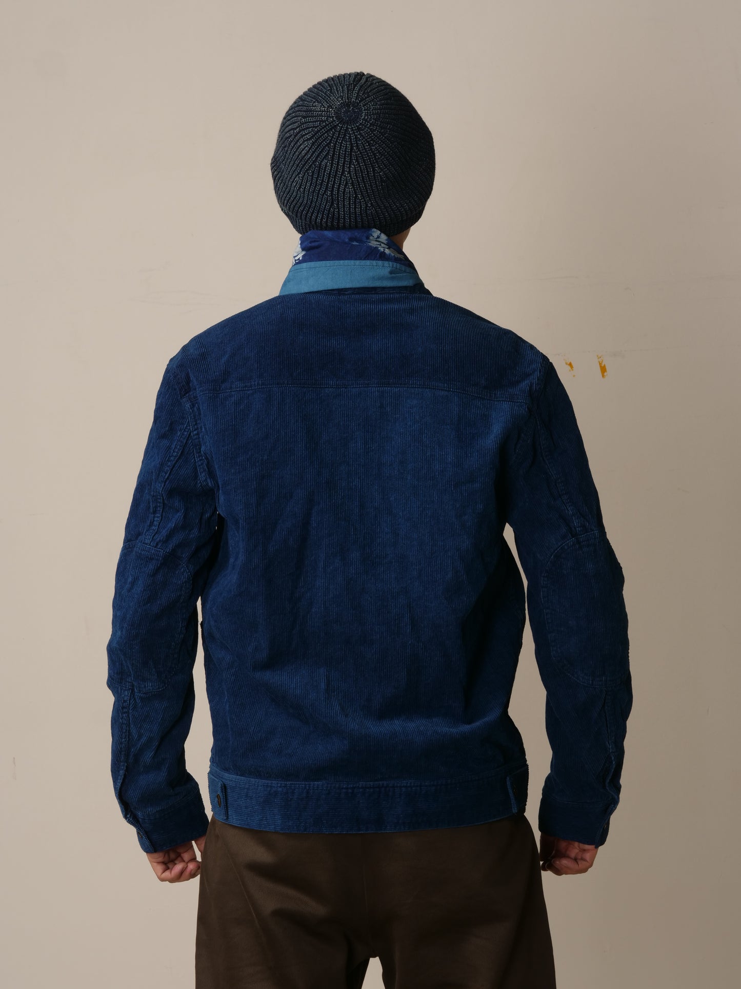 Indigo blue corduroy retro jacket plant dyed cotton corduroy indigo jacket indigo cotton jacket crop top for men men's crop jacket