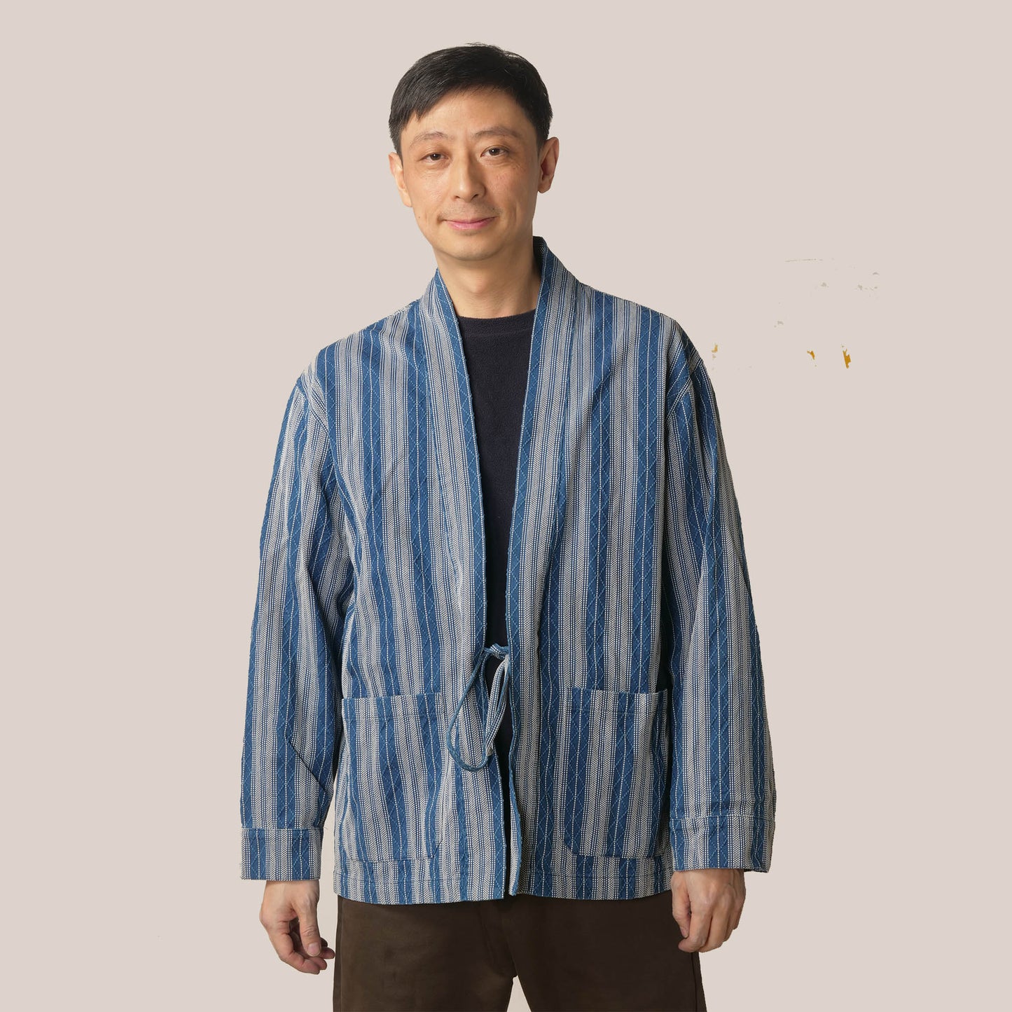 Kimono jacket Japanese clothing Kimono robe Neza Studio Noragi striped kimono Style Summer shirt Unisex Kimono Top