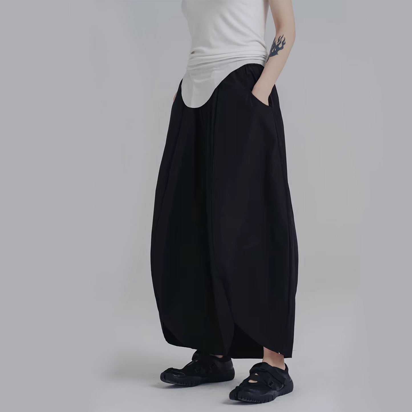 Cotton bud shape pants black cotton pants black cotton loose fit pants