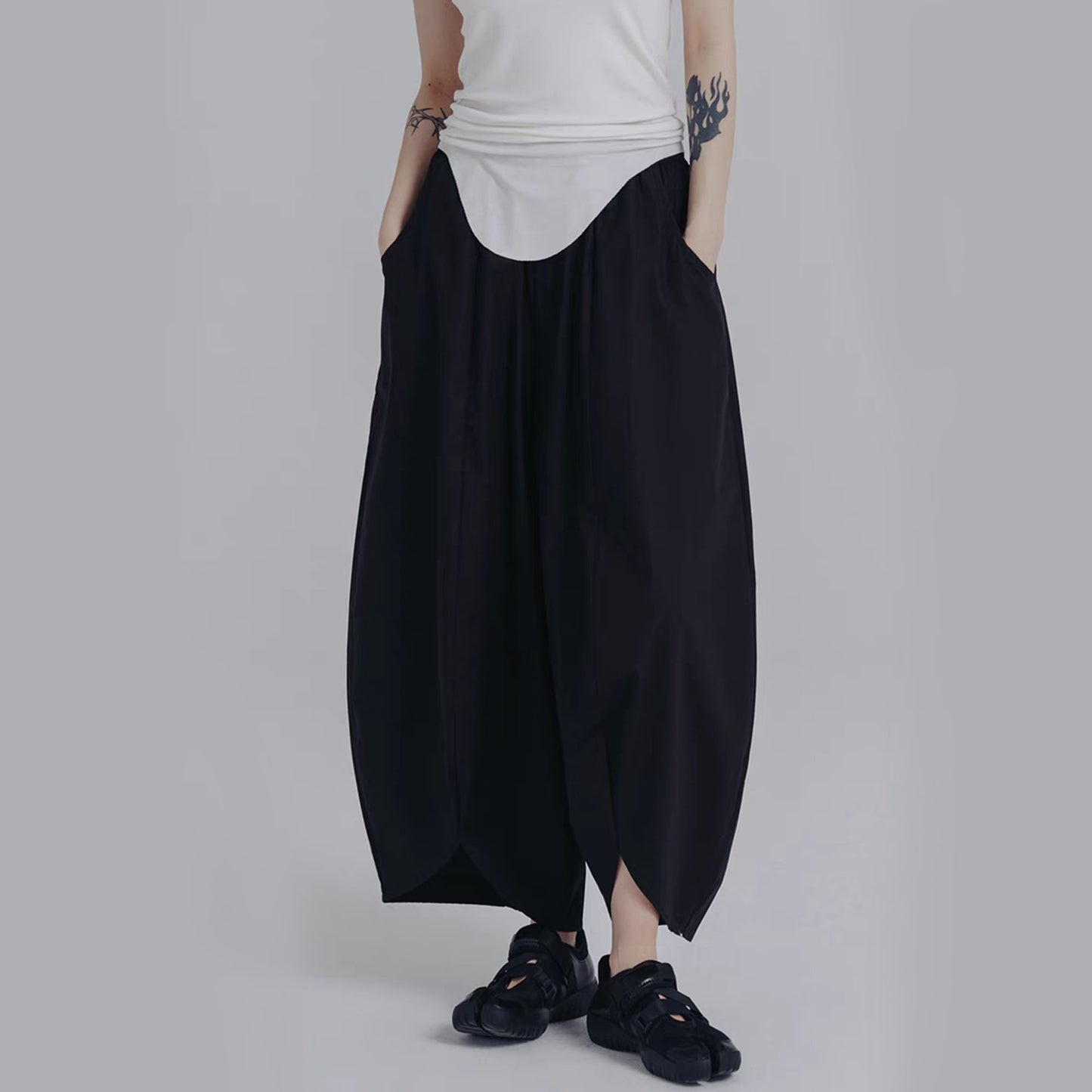 Cotton bud shape pants black cotton pants black cotton loose fit pants