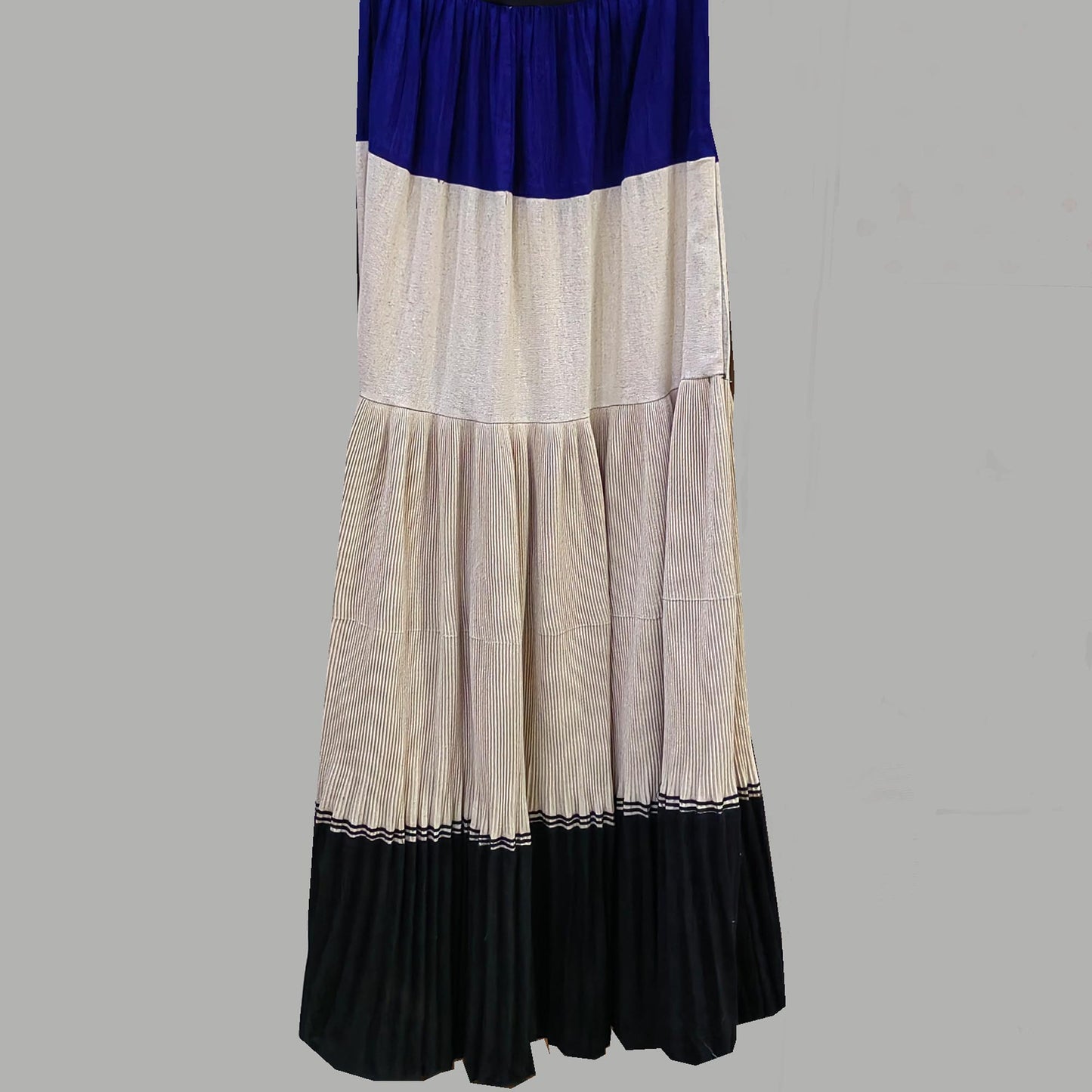 Yi skirt pleates skirt hand made pleated cotton skirt max length color block skirt