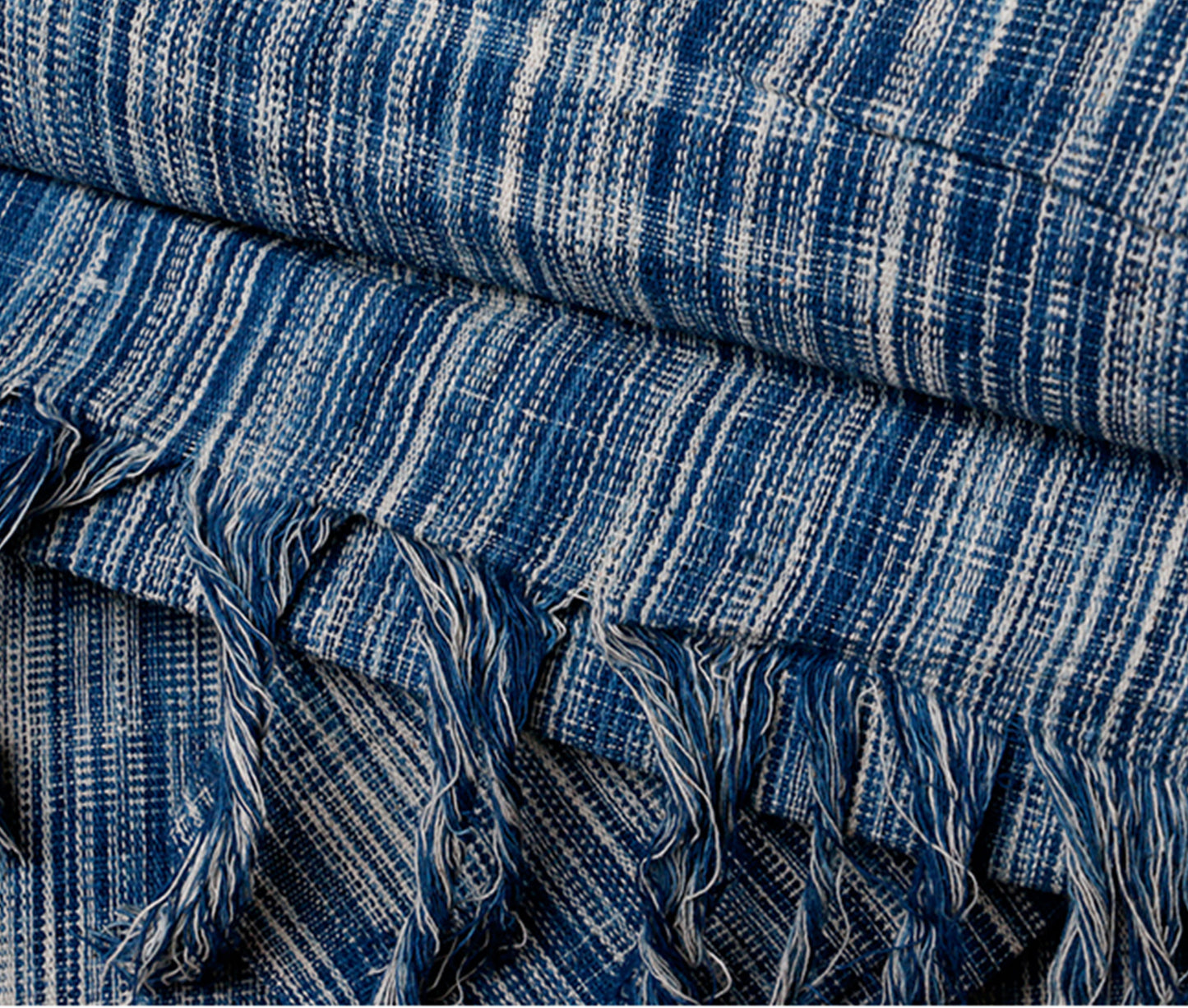 Hand woven cotton fabric natural indigo dyeding yarn woad dyed cotton yarn loom woven fabric