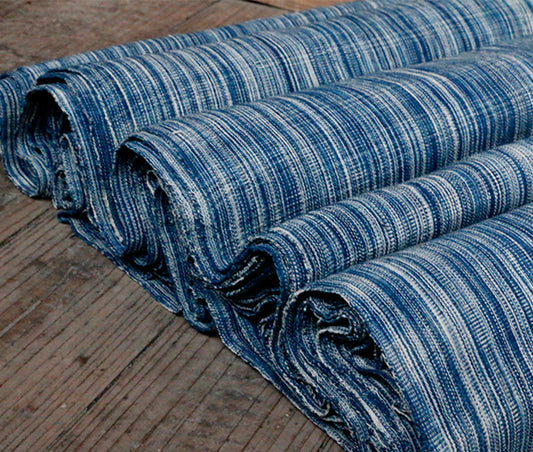 Hand woven cotton fabric natural indigo dyeding yarn woad dyed cotton yarn loom woven fabric