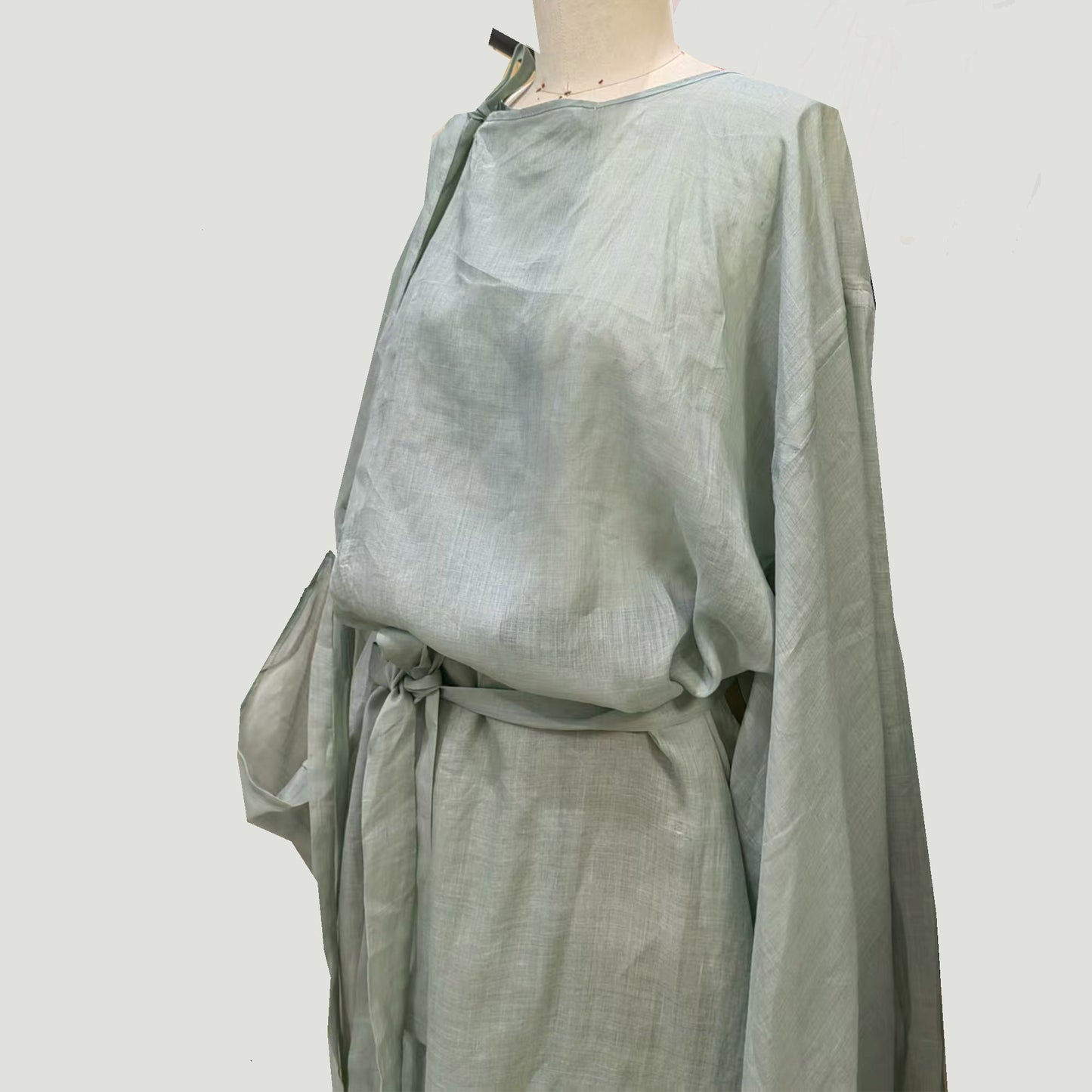Ramie mint green kariginu Japanese traditional garment loose fit Kariginu robe