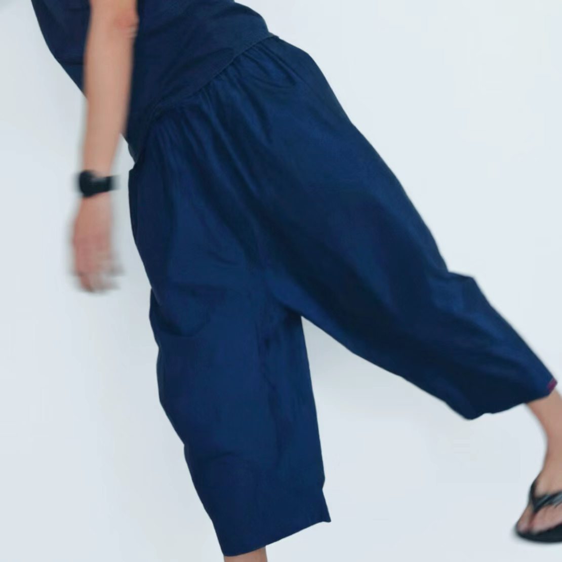 Shining Cotton Satin Fabric Pants wide leg loose fit pants with elastic band waist Unisex