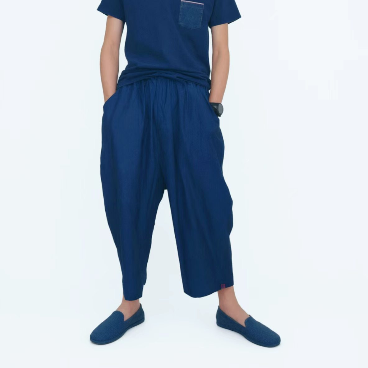 Shining Cotton Satin Fabric Pants wide leg loose fit pants with elastic band waist Unisex