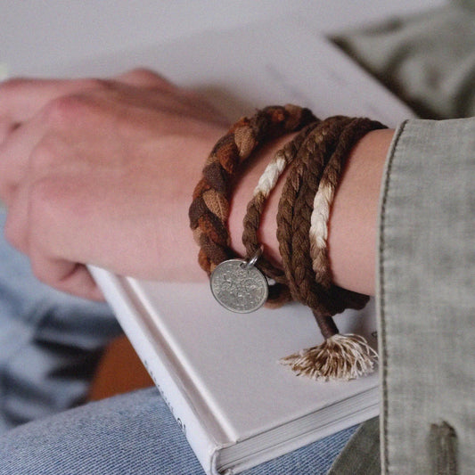 Neza Studio Handmade Indigo Hand dye Blue braided unisex kumihimo bracelet with Copper buckle 3 sizes gift for him
