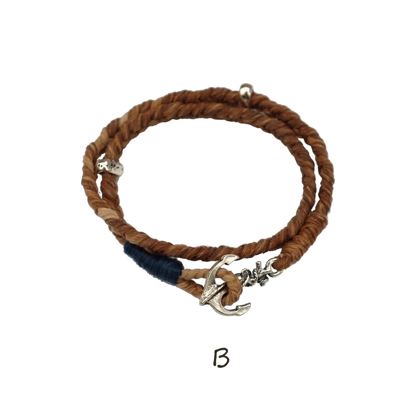 Kumihimo bracelets Indigo dyed cotton yarn and persimmon dyed cotton yarn mixed