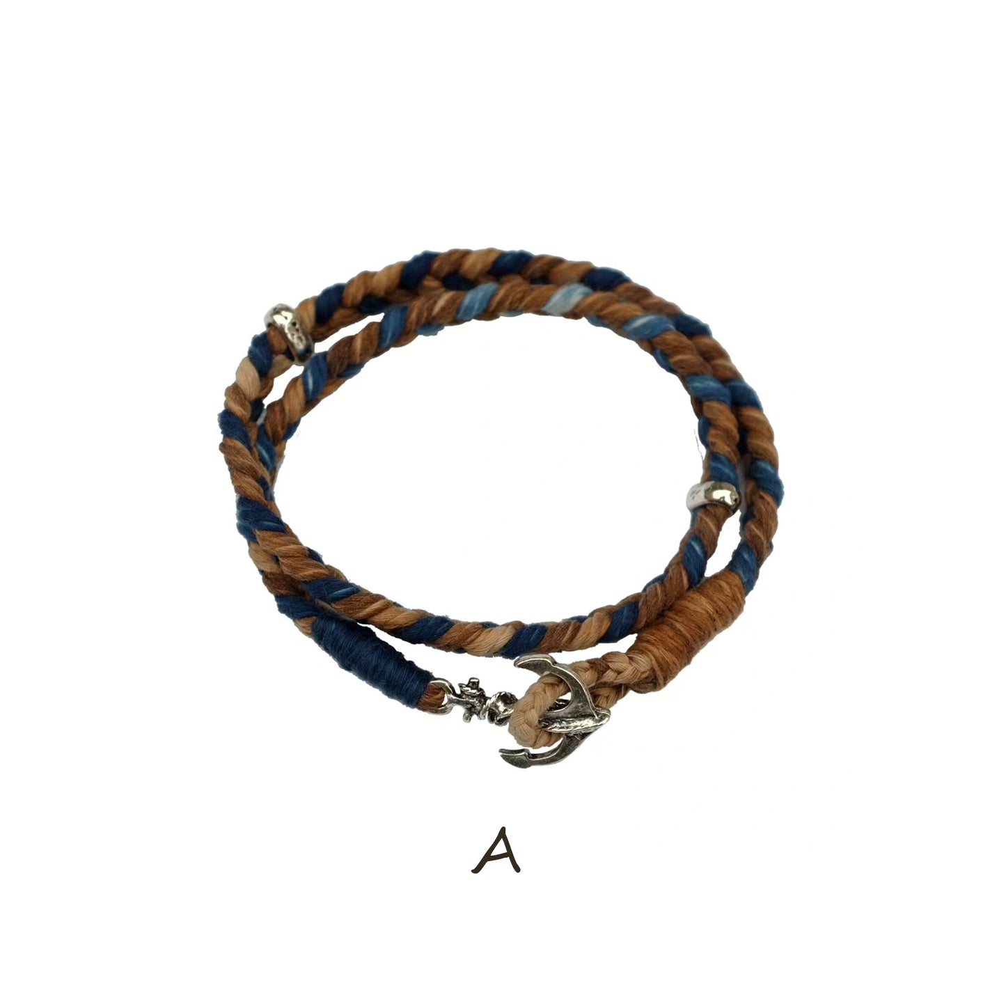 Kumihimo bracelets Indigo dyed cotton yarn and persimmon dyed cotton yarn mixed