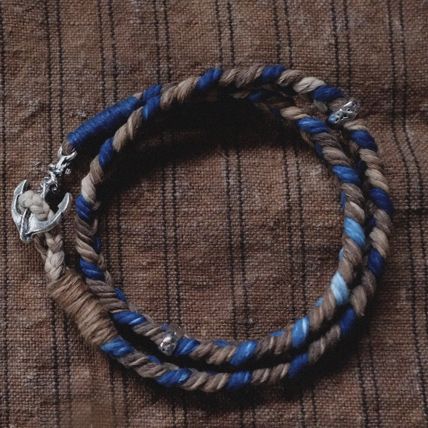 Kumihimo bracelets Indigo dyed cotton yarn and persimmon dyed cotton yarn mixed