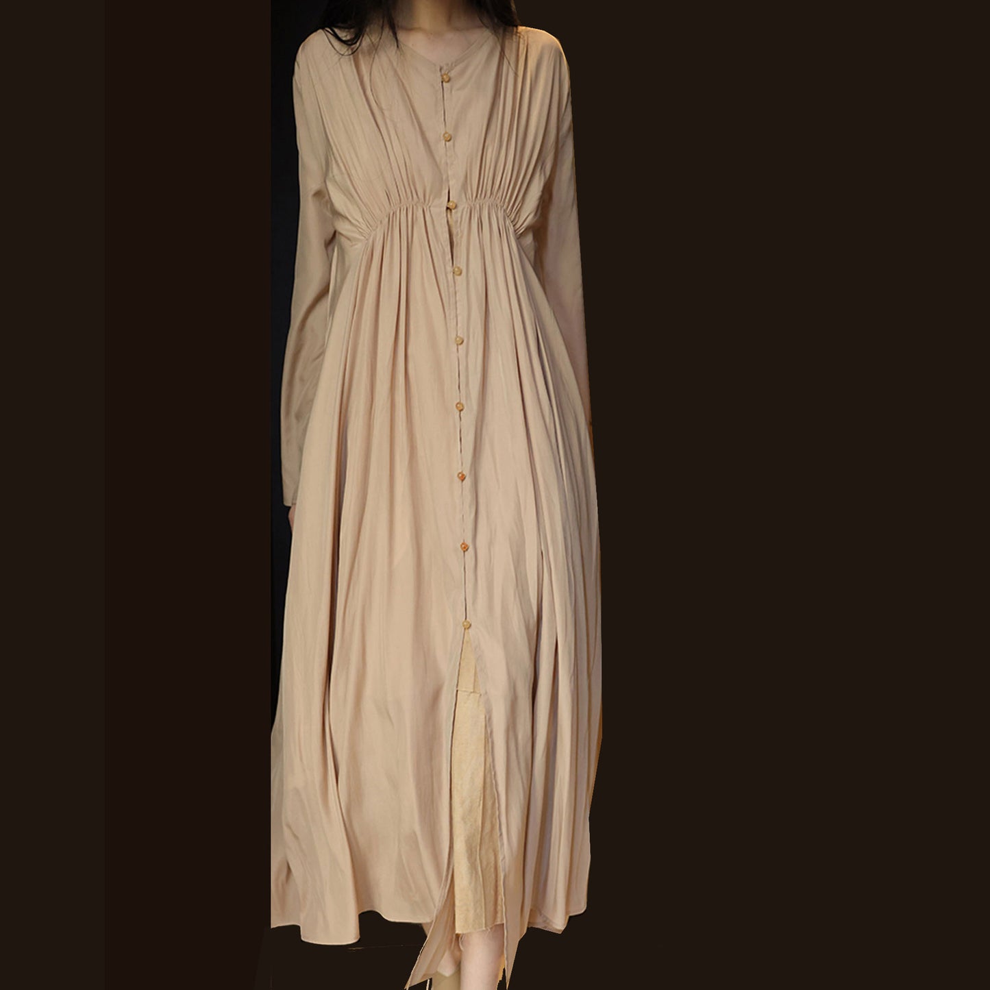 Long sleeves open cardigan top Tencel top layer dress