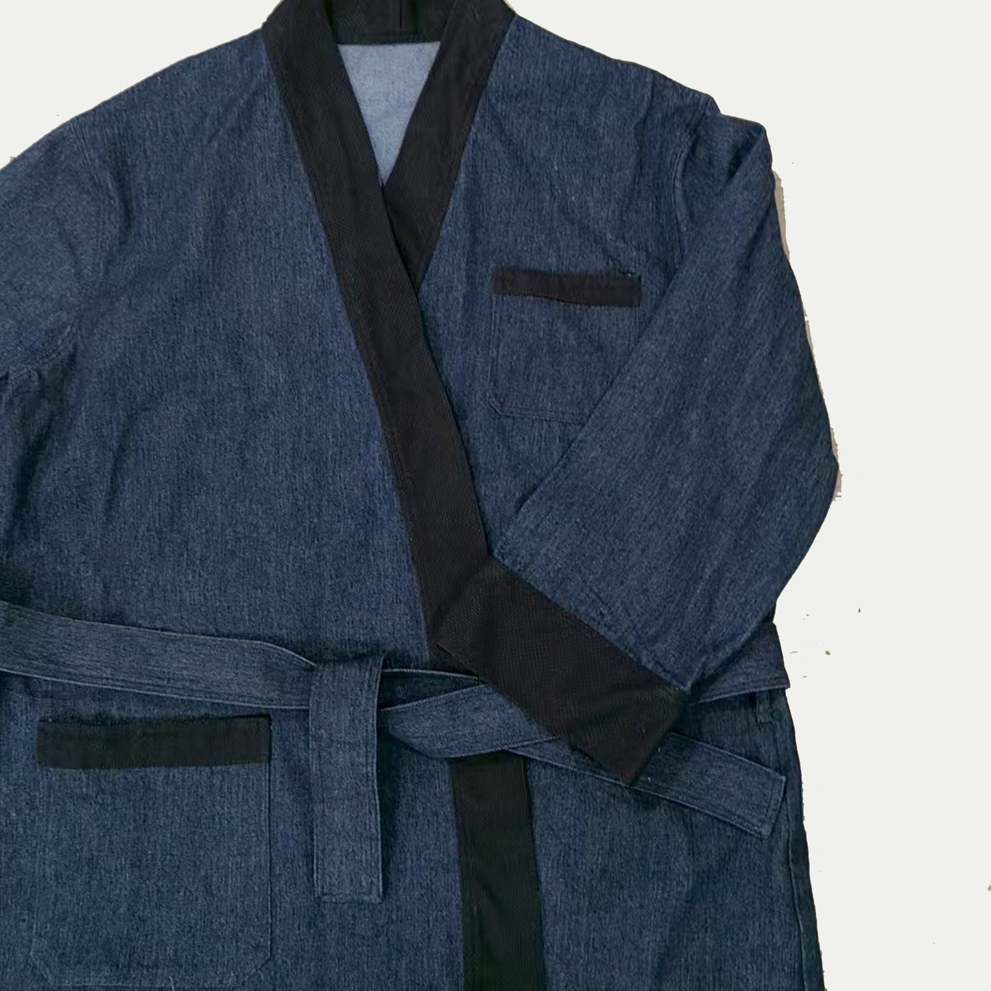 Custom made project mjr's jacket and work pants thick denim sashiko fabric kimono
