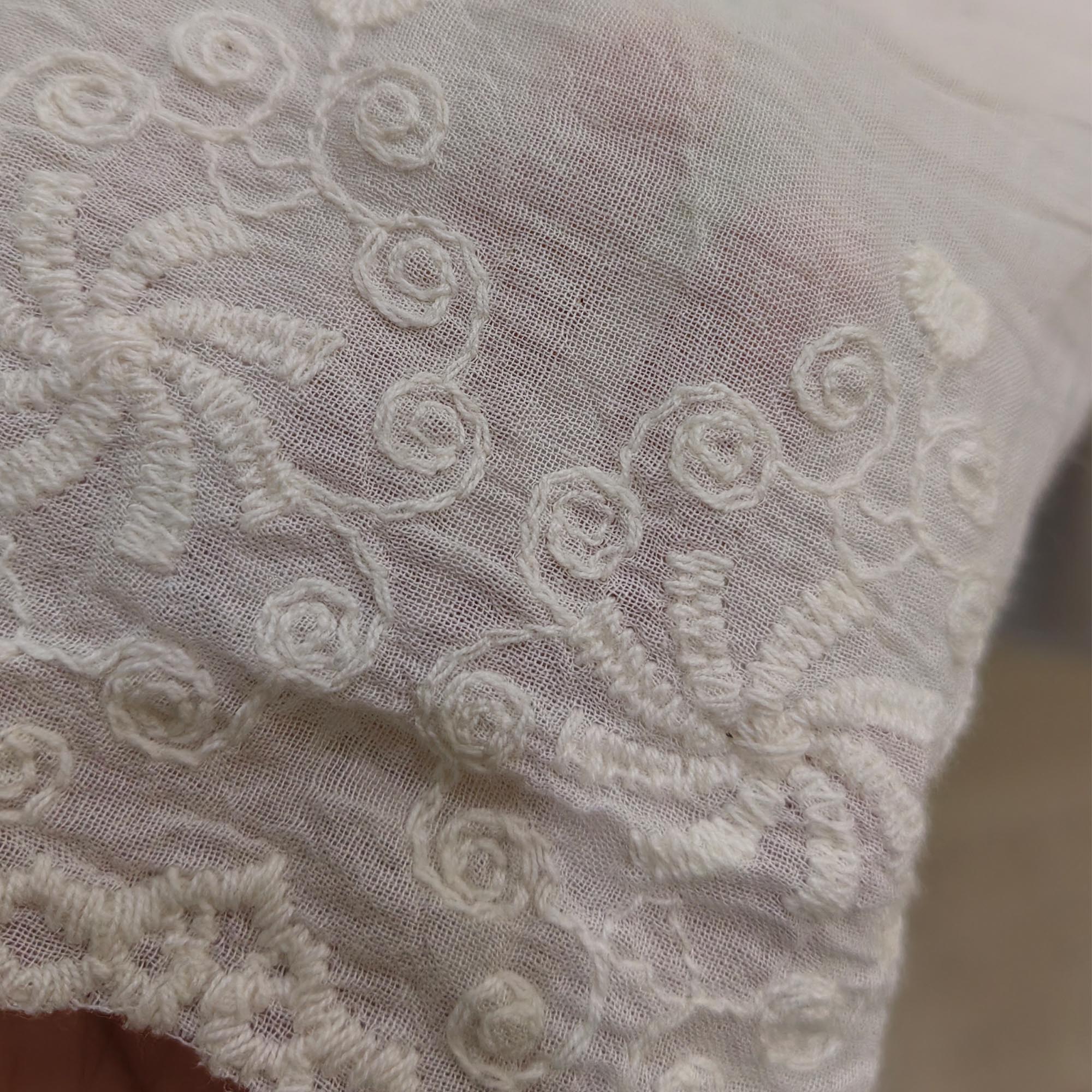 Cotton Lace shirt ecru color soft cotton voile shirt retro style lace shirt embroidery shirt