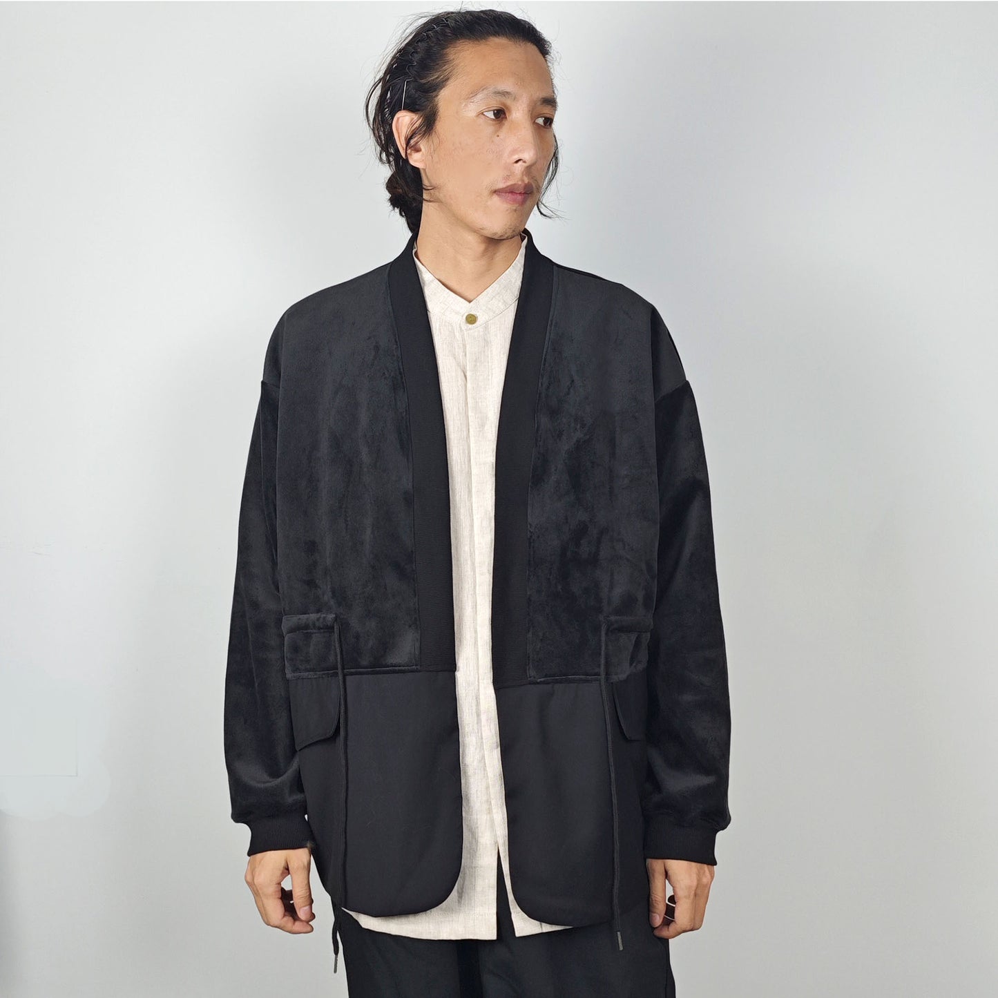 Unisex Kimono style jacket sweater mix with suit combine design top