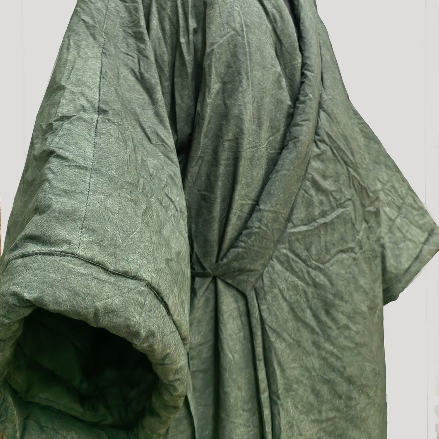 Padded long coat Kimono padded coat flap over hem padded coat.