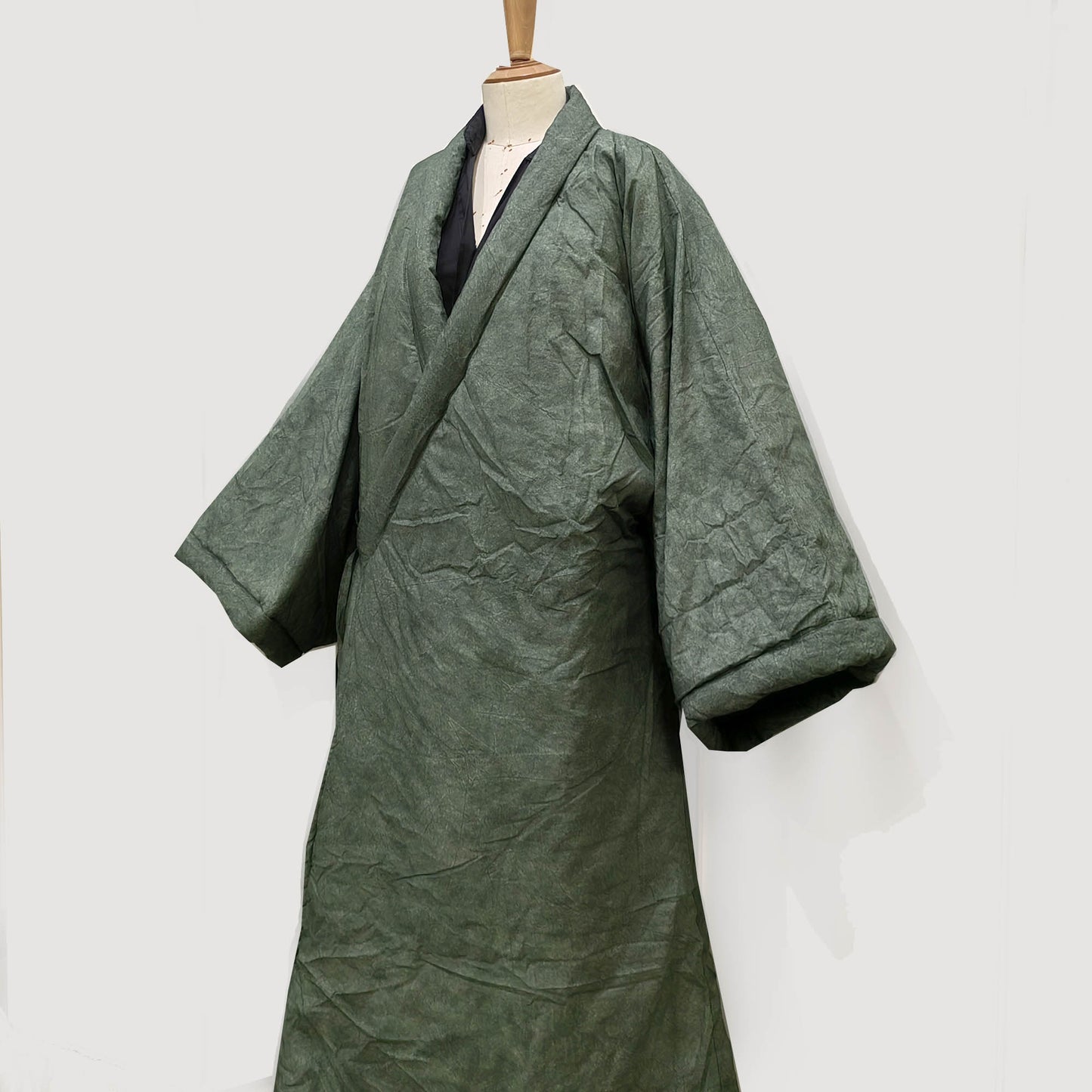 Padded long coat Kimono padded coat flap over hem padded coat.
