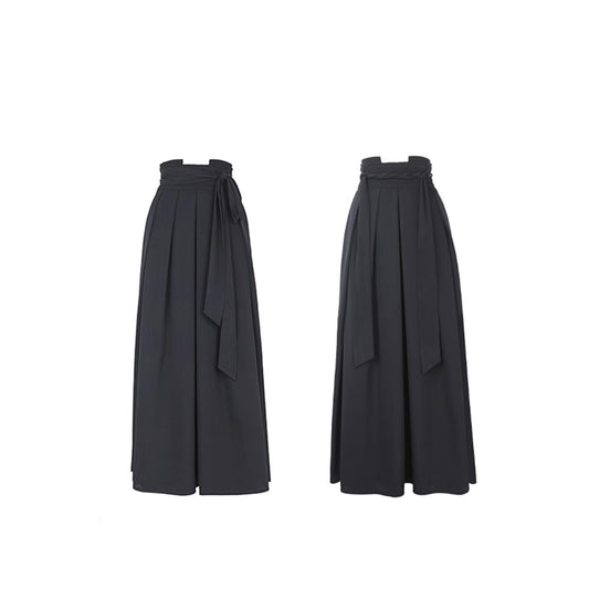 Black Hanfu Skirt Maxi Skirt Long hanfu skirt Hanfu half wrap skirt pleated skirt Skirt with waist belt long black skirt hakuma style skirt