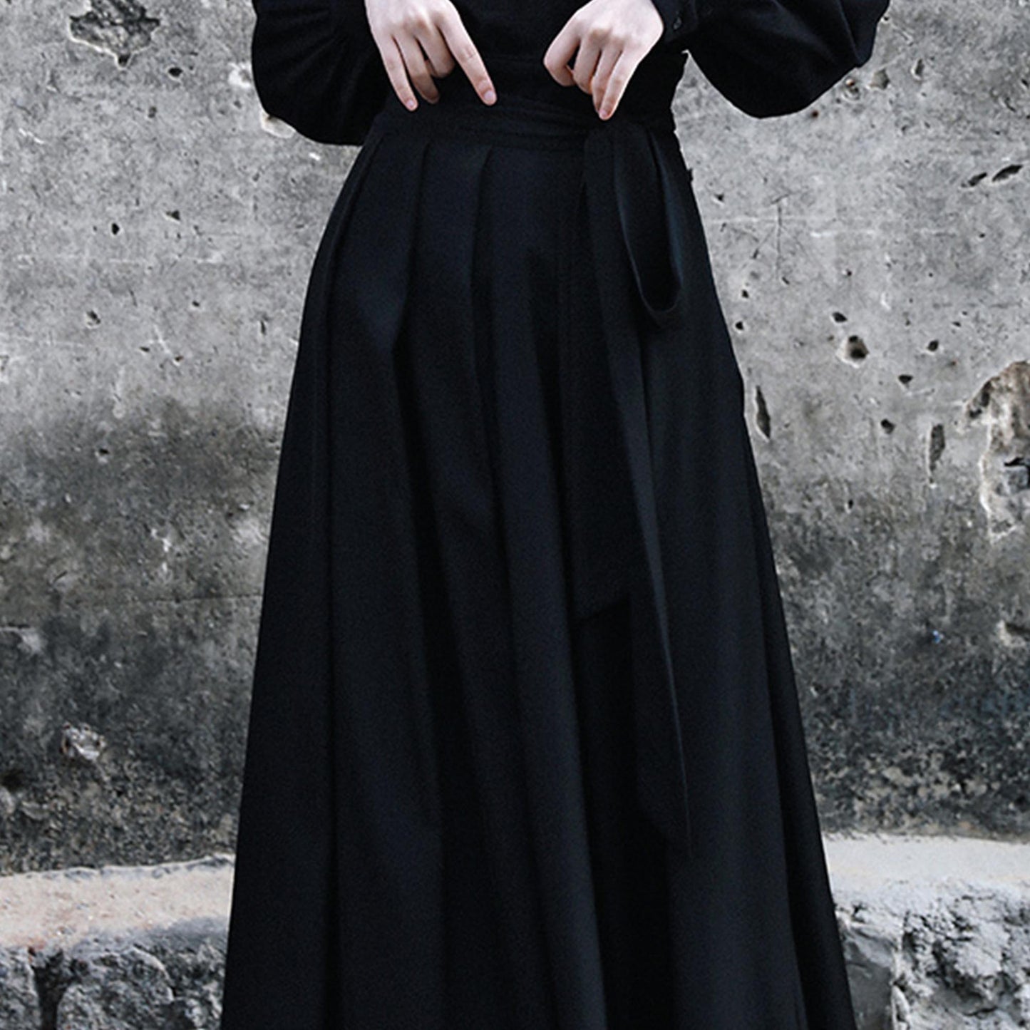 Black Hanfu Skirt Maxi Skirt Long hanfu skirt Hanfu half wrap skirt pleated skirt Skirt with waist belt long black skirt hakuma style skirt