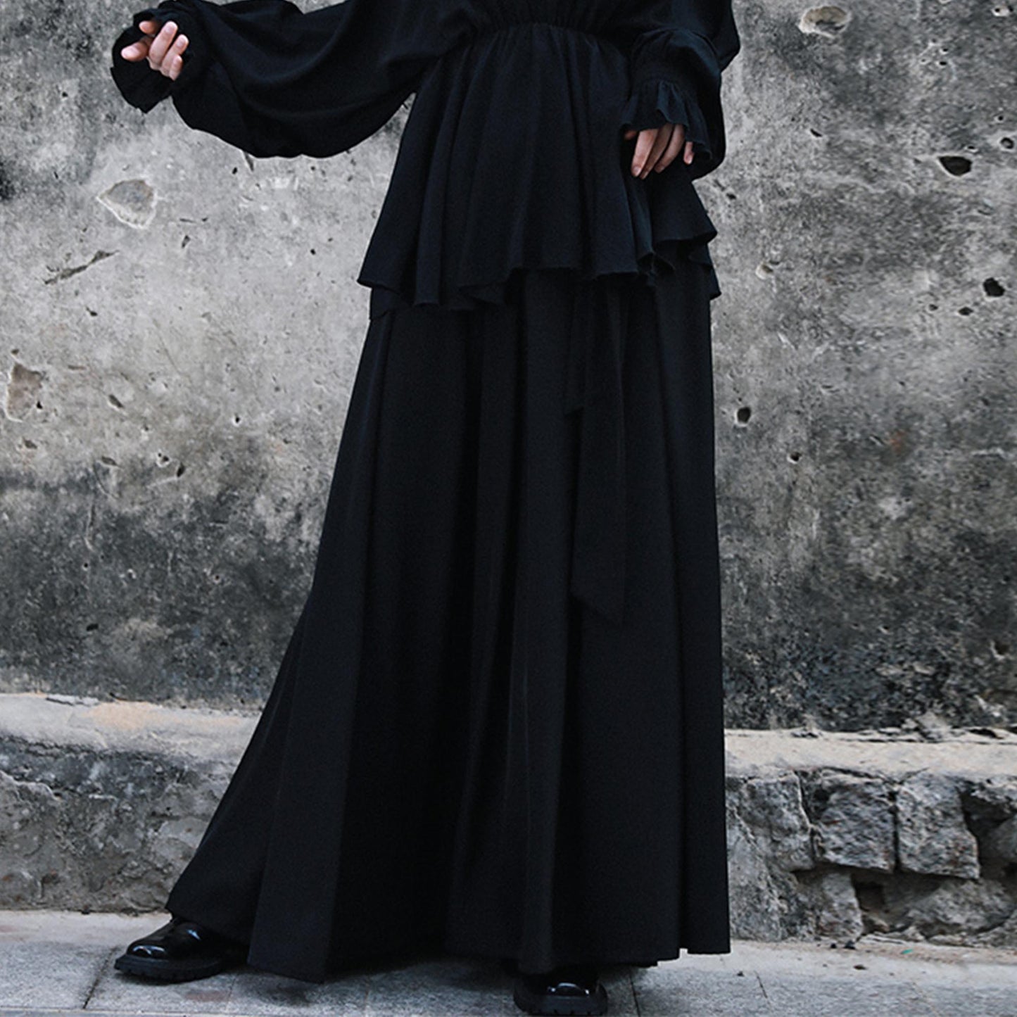 Black Hanfu Skirt Maxi Skirt Long hanfu skirt Hanfu half wrap skirt pleated skirt Skirt with waist belt long black skirt hakuma style skirt