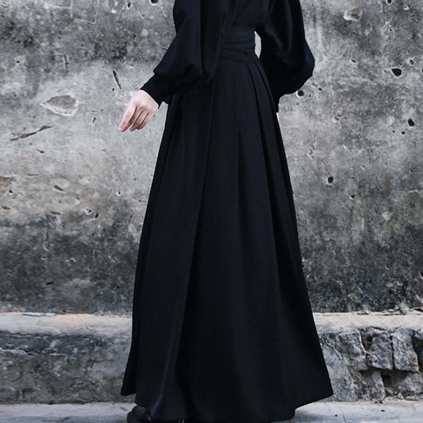 Black Hanfu Skirt Maxi Skirt Long hanfu skirt Hanfu half wrap skirt pleated skirt Skirt with waist belt long black skirt hakuma style skirt