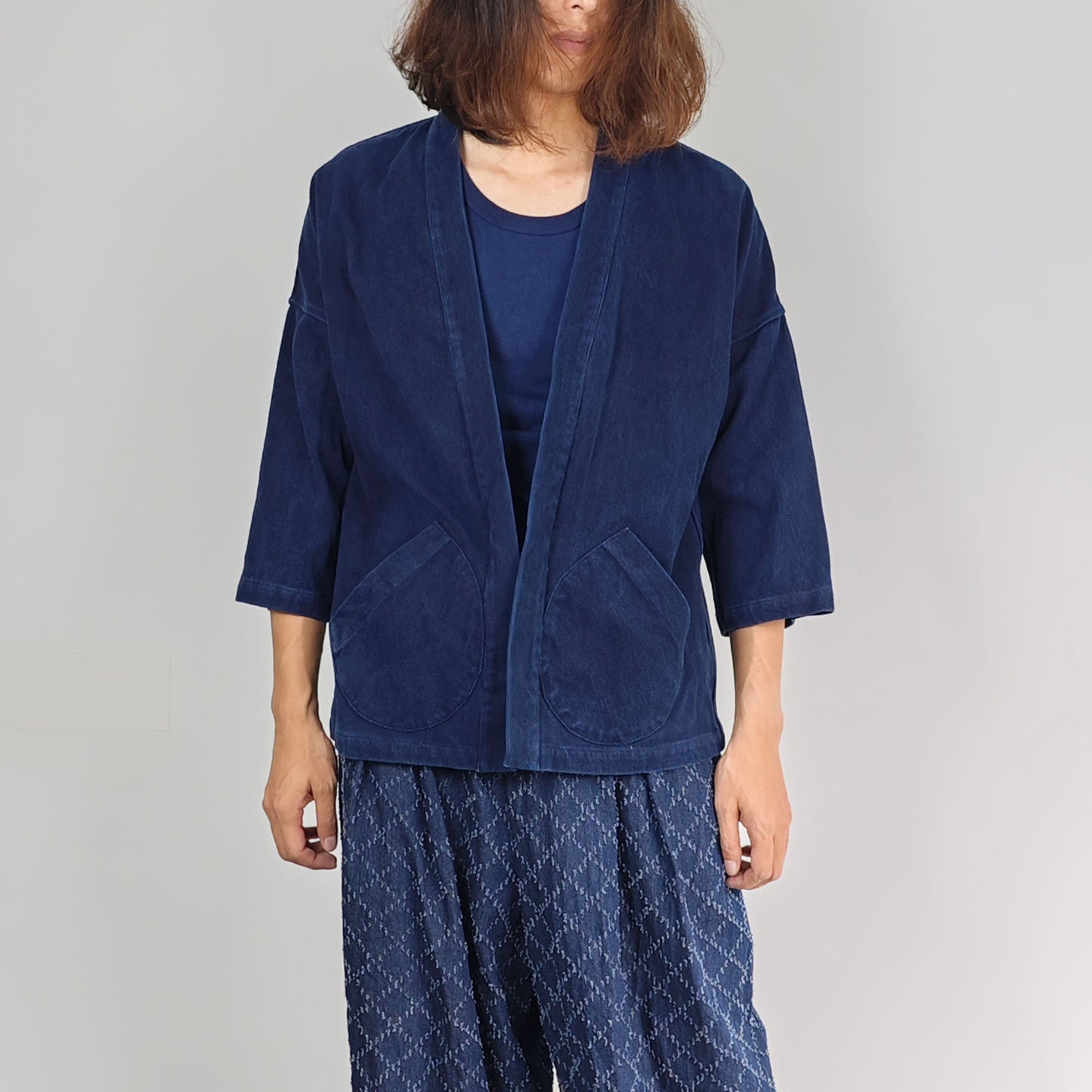 Indigo kimono plant dyed indigo kimono jacket 3/4 sleeves kimono jacket woad dyed kimono