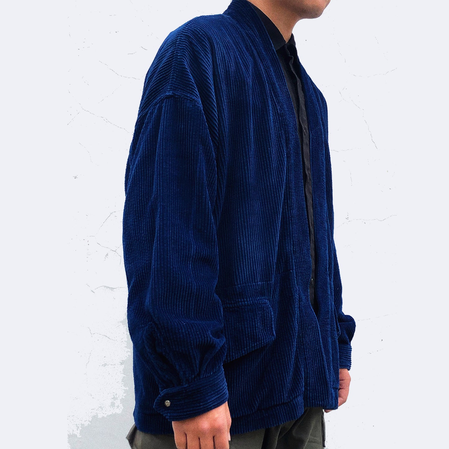 Natural Indigo dyed Kimono shirt cotton corduroy kimono shirt woad dyed corduroy kimono