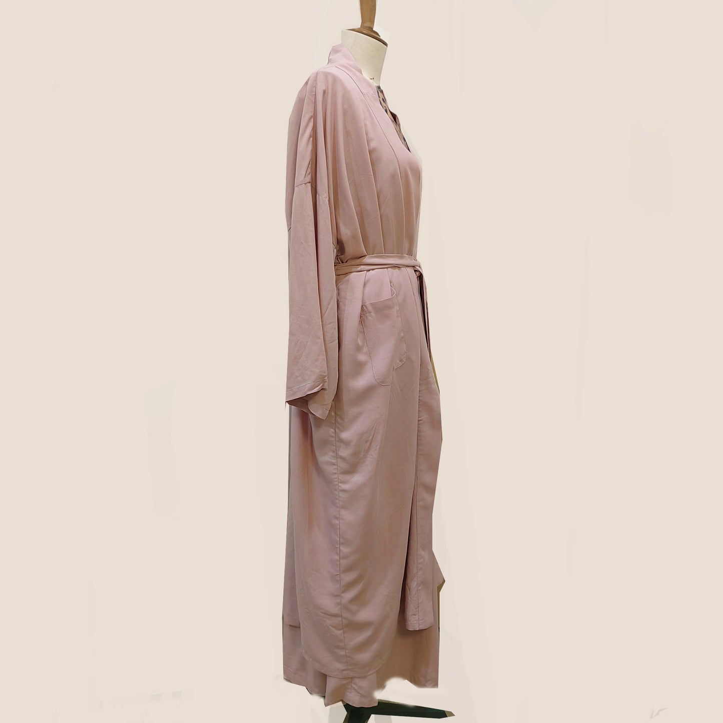 Kimono style open cardigan with loose fit wide leg pants Tencel cotton blended fabric kimono set