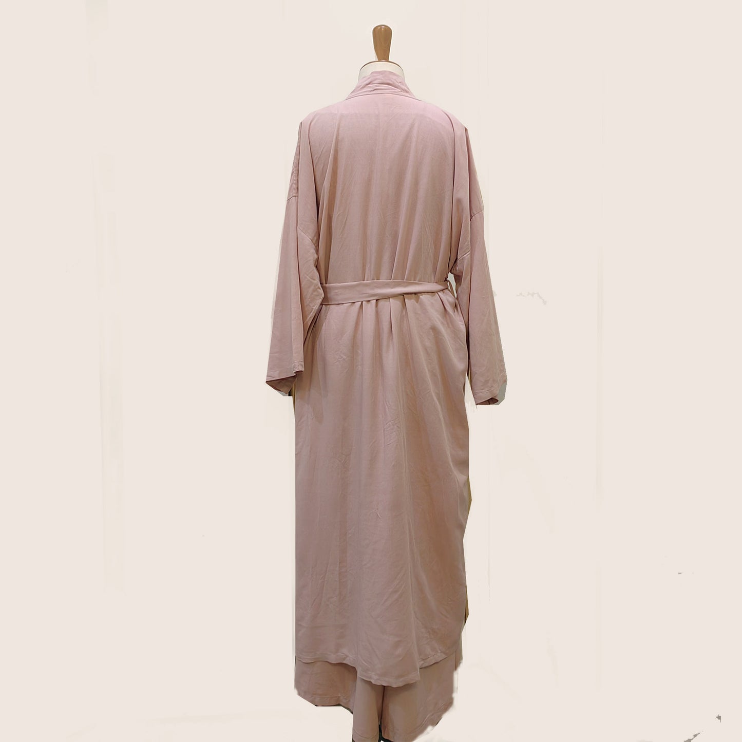 Kimono style open cardigan with loose fit wide leg pants Tencel cotton blended fabric kimono set