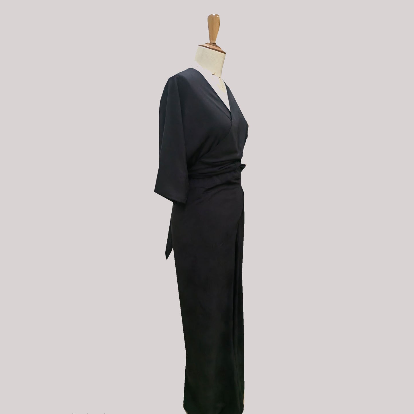 Rayon dress wrap dress extra length front cross wrap up dress