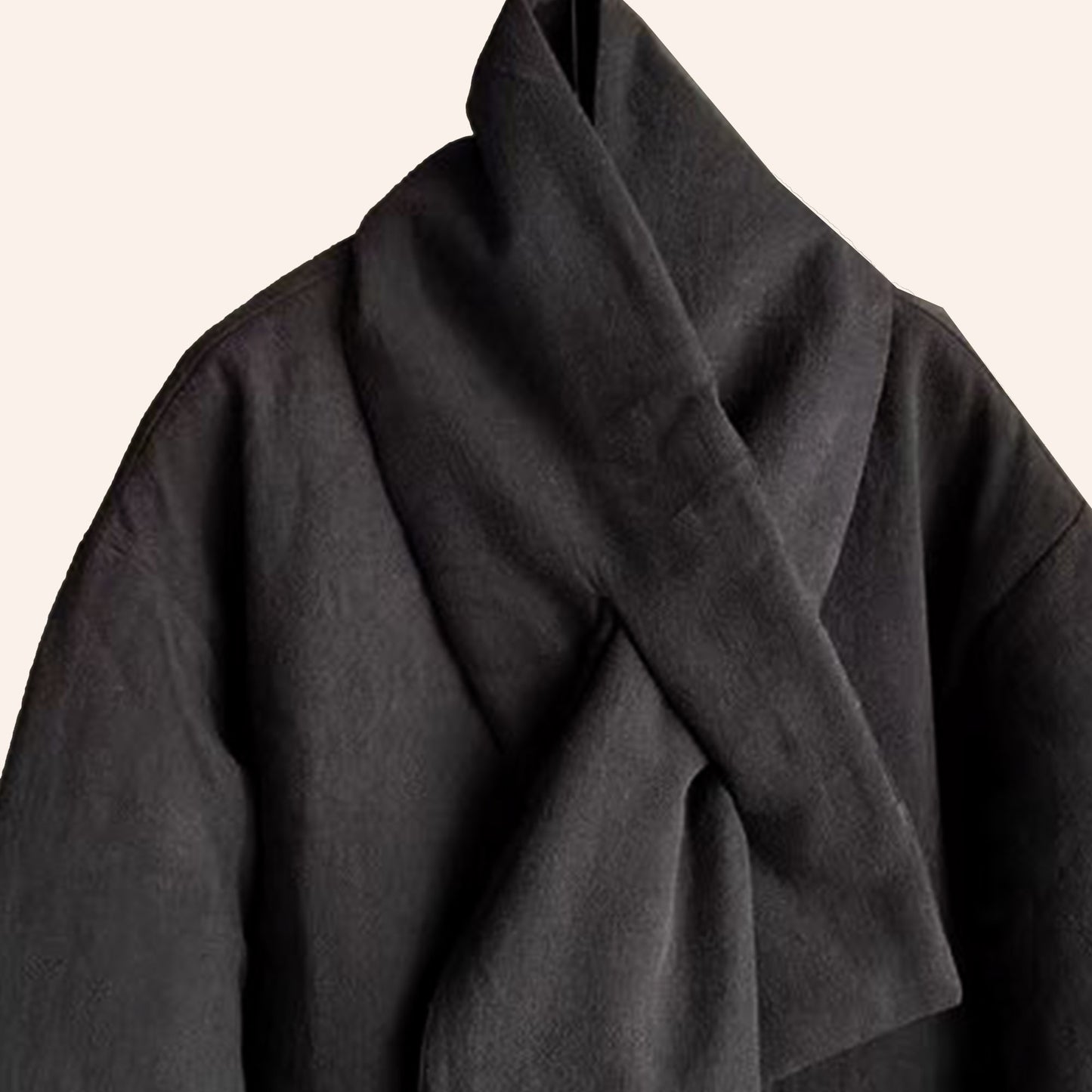 Padded jacket black jacket with scarf cotton padded jacket simple padded scarf jacket