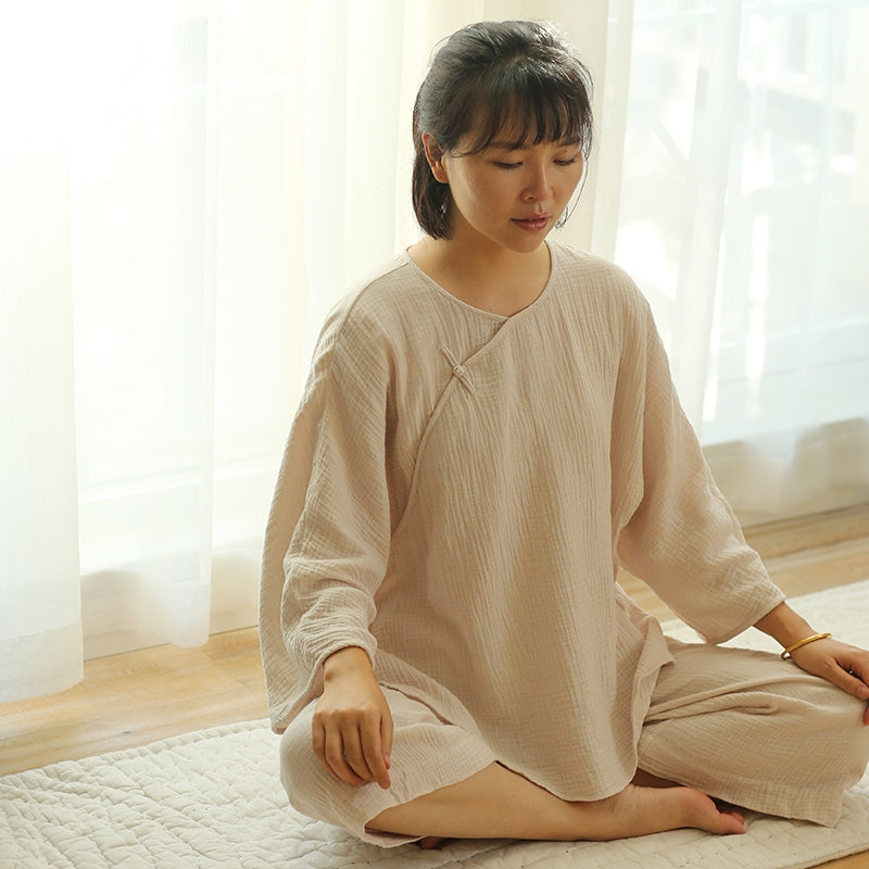 Home staying set Zen meditation blouse cotton pajamas Taoist meditation clothes