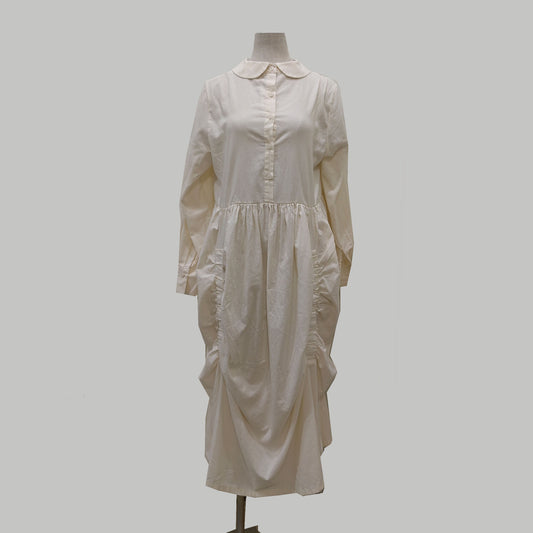 Peter Pan collar cotton shirt soft cotton voile fabric with gethers and bow details