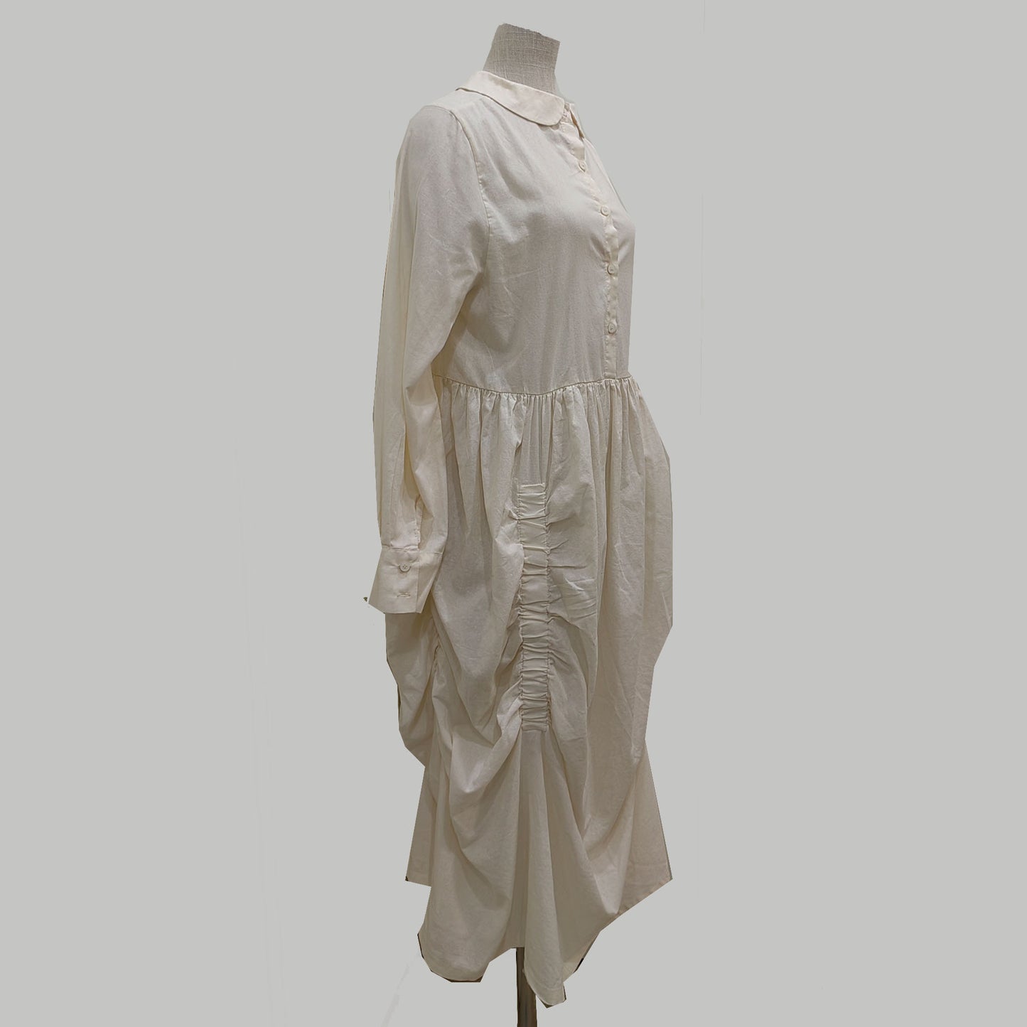 Peter Pan collar cotton shirt soft cotton voile fabric with gethers and bow details